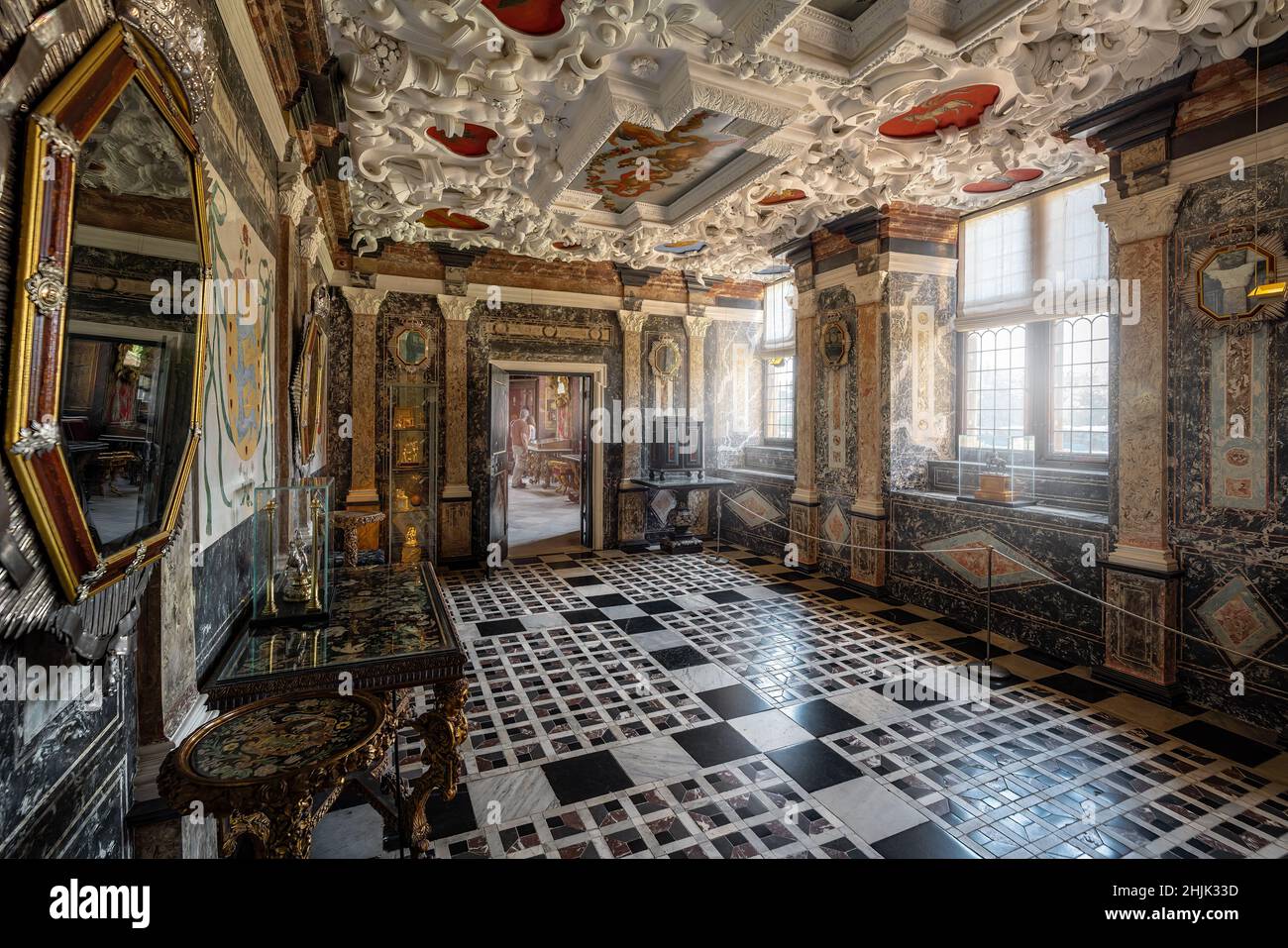 Sala Marble al Castello di Rosenborg - Copenhagen, Danimarca Foto Stock