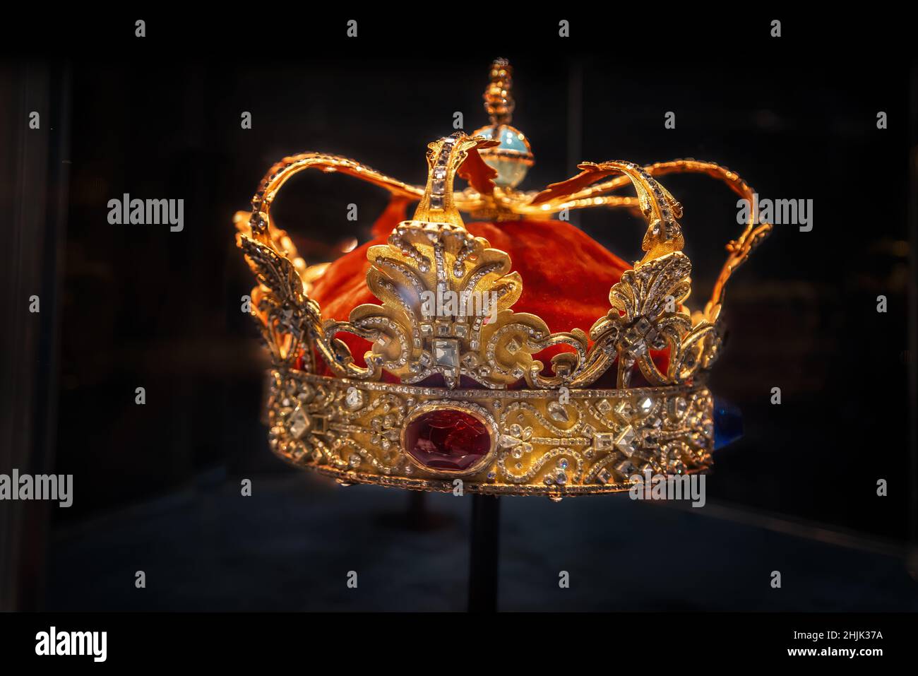 Corona di Cristiano V al Castello di Rosenborg - Copenhagen, Danimarca Foto Stock