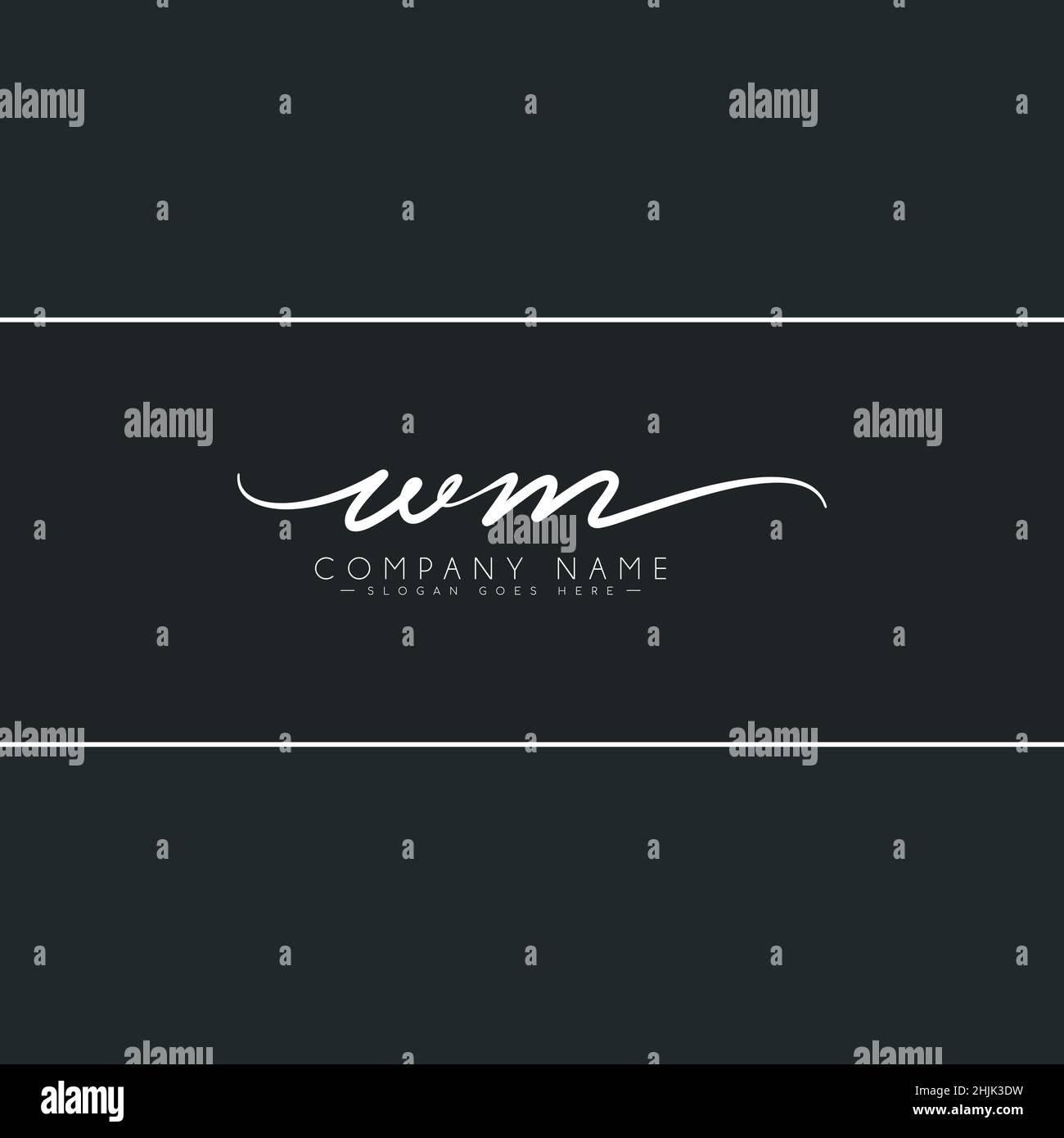 Lettera iniziale Logo WM - Logo di stile della firma scritto a mano - Logo vettoriale semplice in stile della firma per le iniziali Illustrazione Vettoriale