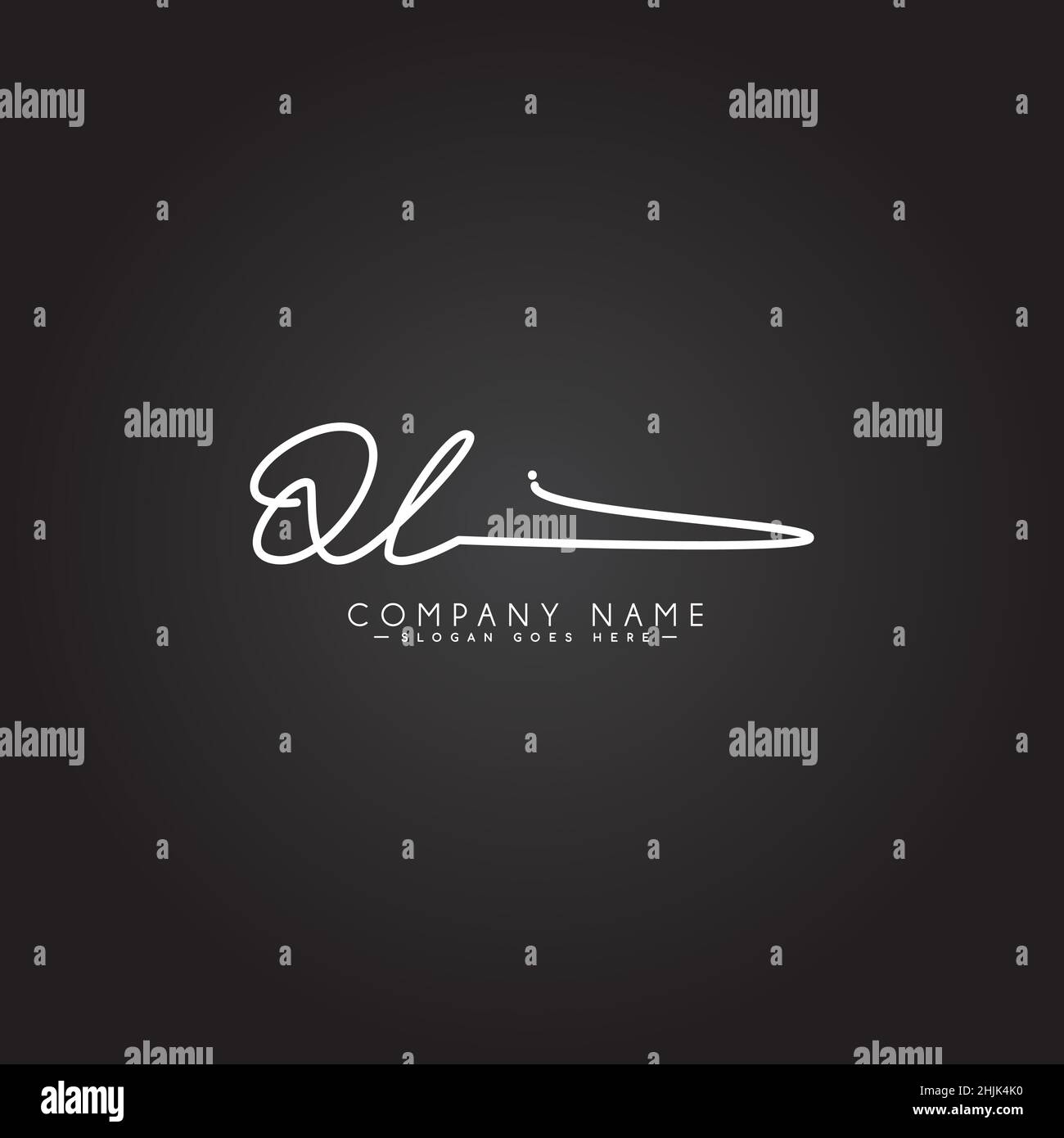 Logo QL lettera iniziale - Logo stile firma disegnato a mano - Logo vettore semplice in stile firma per le iniziali Illustrazione Vettoriale