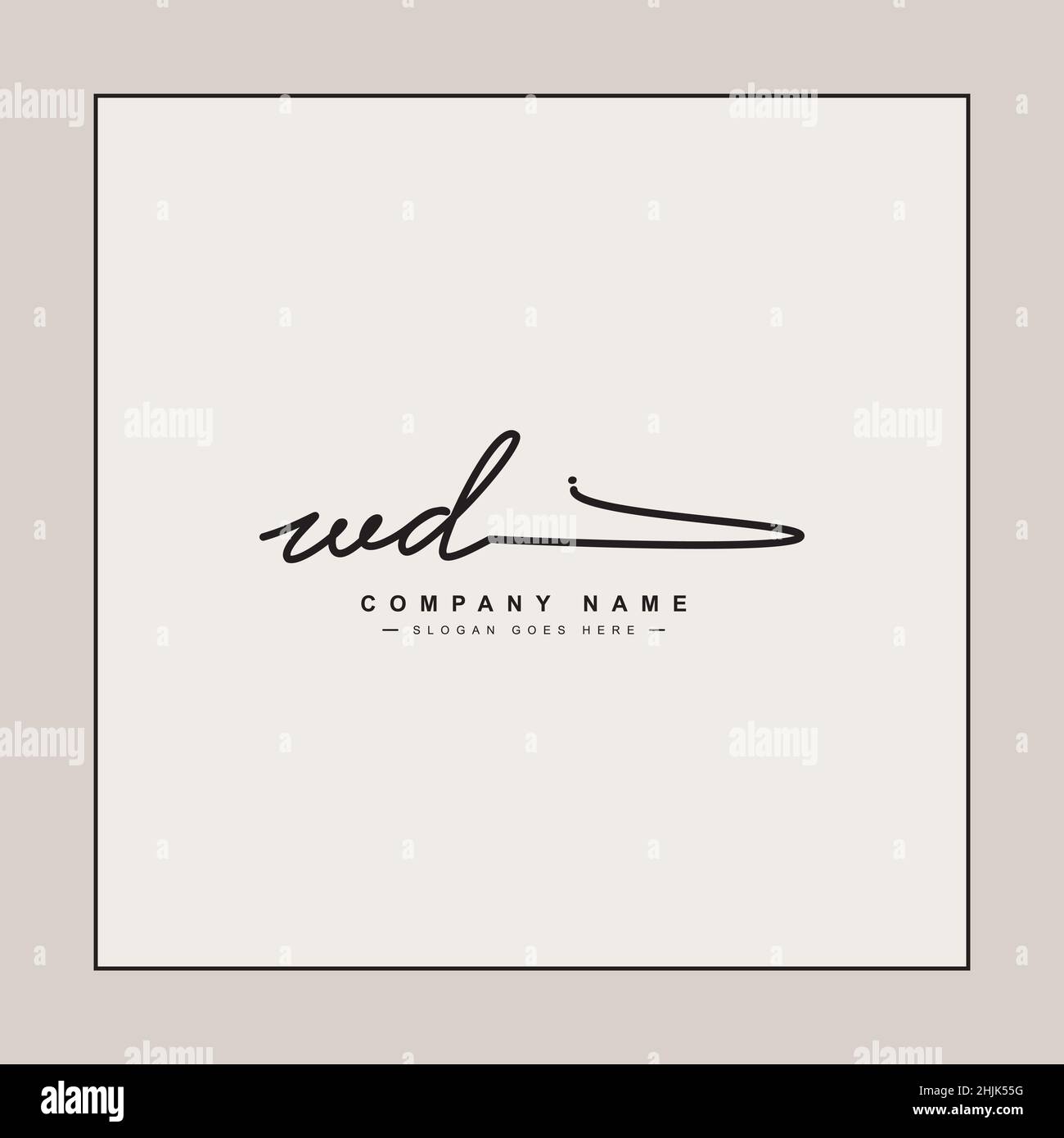 Lettera iniziale Logo WD - Logo stile firma scritto a mano - Logo vettore semplice in stile firma per le iniziali Illustrazione Vettoriale