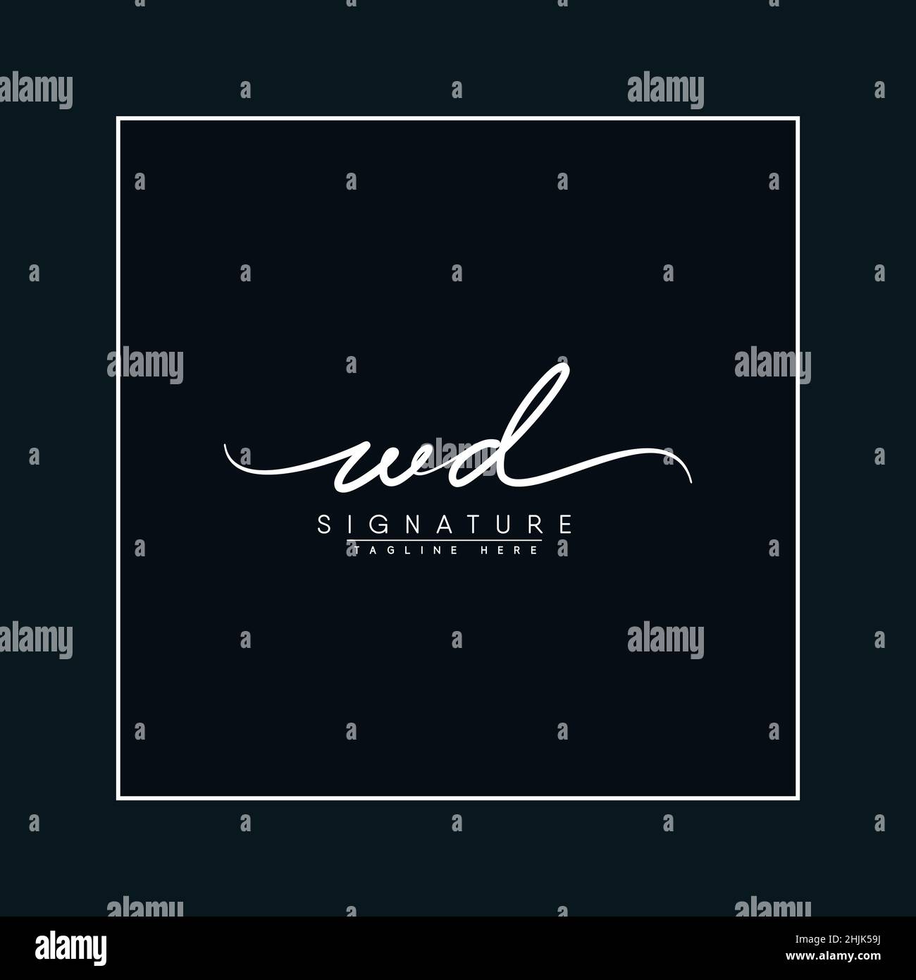 Lettera iniziale Logo WD - Logo stile firma disegnato a mano - Logo vettore semplice in stile firma per le iniziali Illustrazione Vettoriale