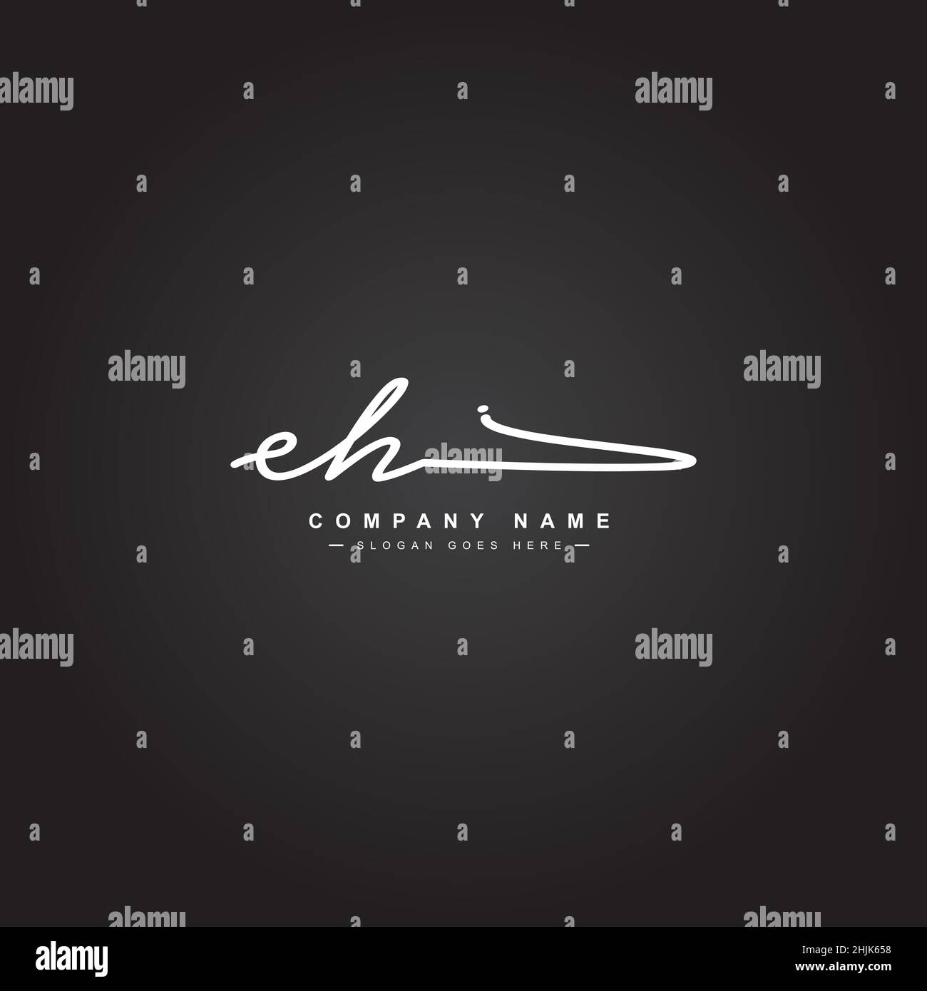Lettera iniziale Logo EH - Logo stile firma disegnato a mano - Logo vettore semplice in stile firma per le iniziali Illustrazione Vettoriale