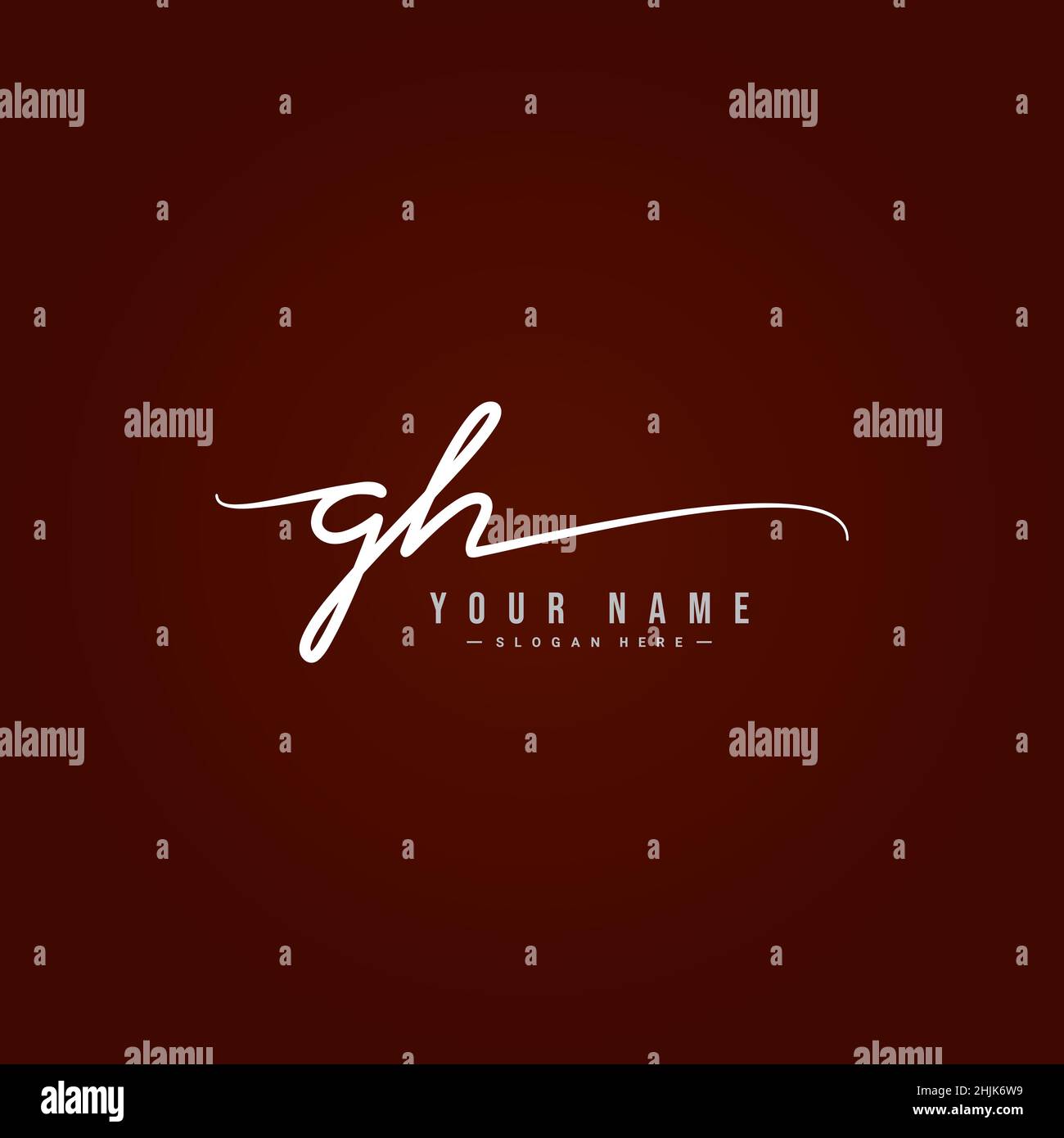 Lettera iniziale Logo GH - Logo della firma scritto a mano - Logo del vettore semplice in stile della firma per le iniziali Illustrazione Vettoriale