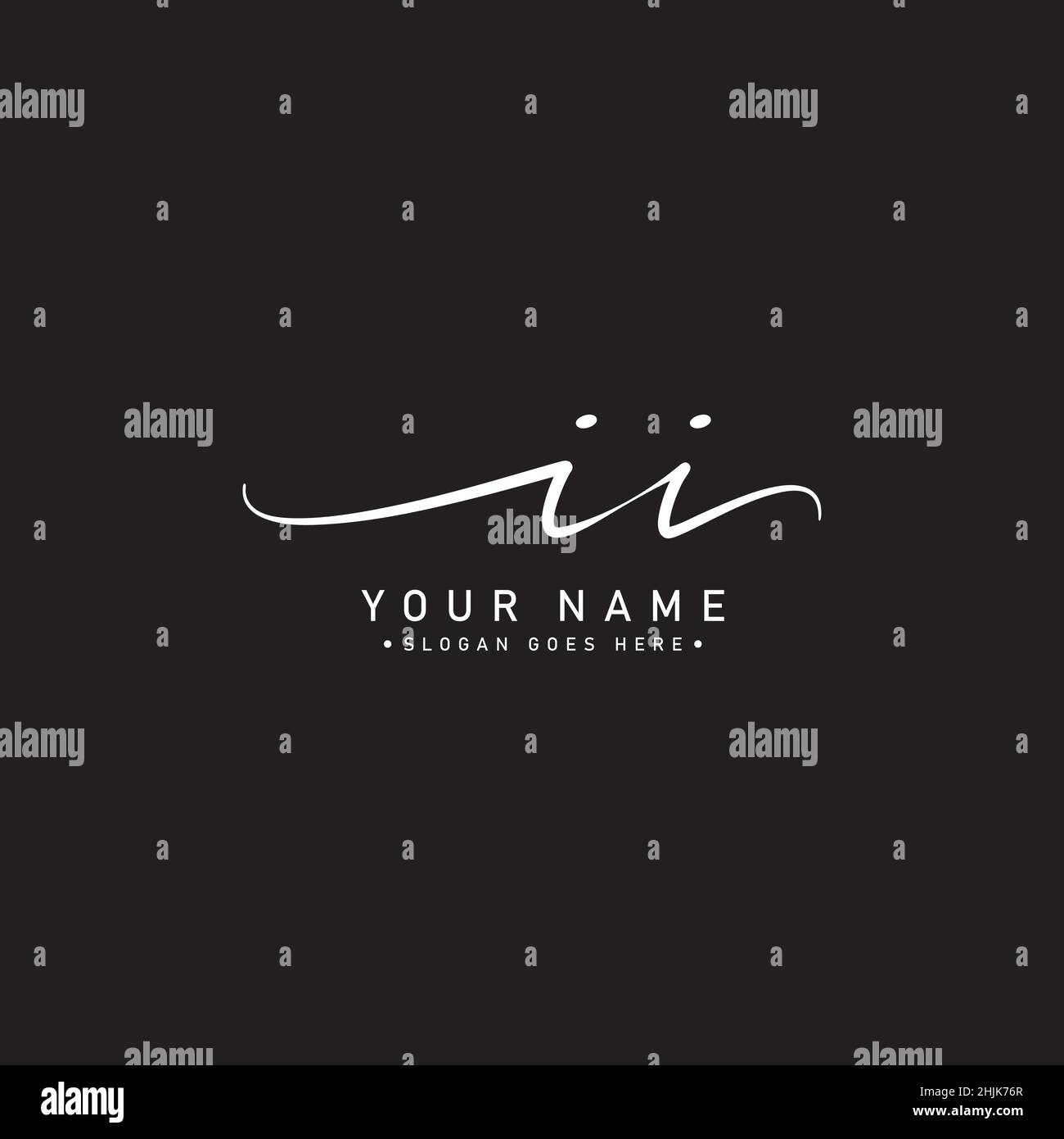 Logo lettera iniziale II - Logo della firma scritto a mano - Logo vettoriale semplice in stile Signature per le iniziali Illustrazione Vettoriale