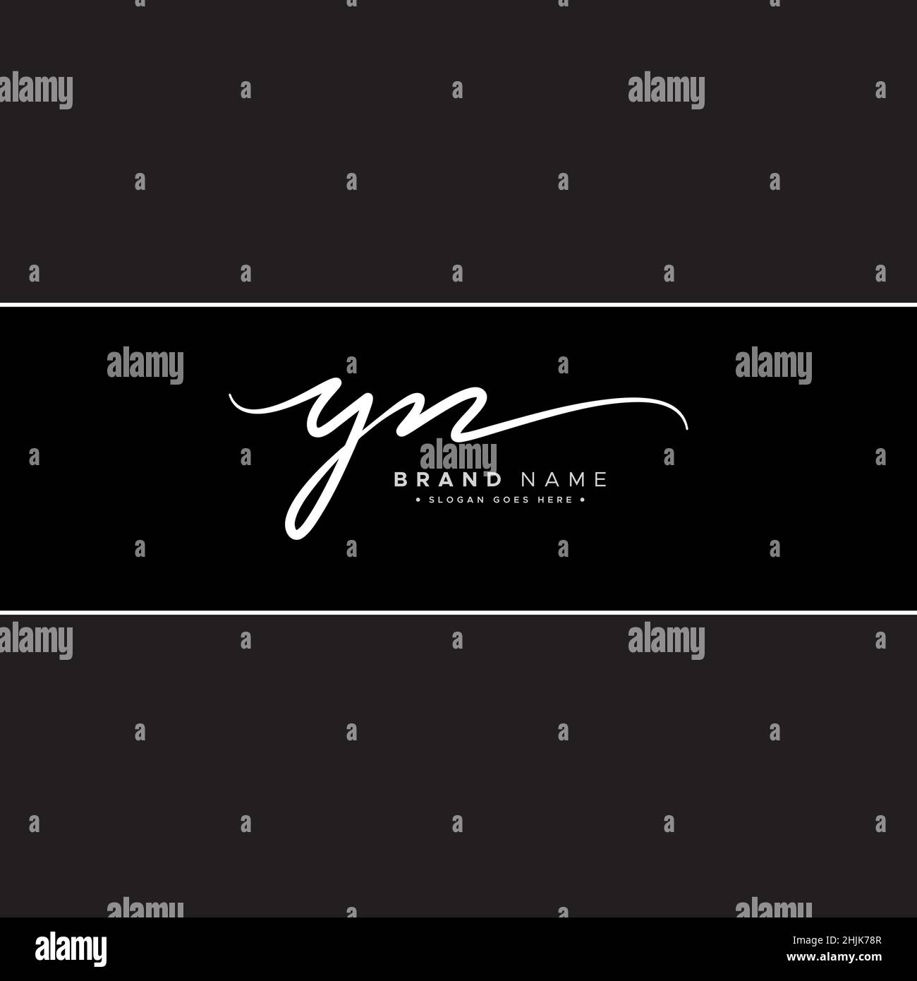 Lettera iniziale Logo YN - Logo della firma disegnato a mano - Logo del vettore semplice in stile della firma per le iniziali Illustrazione Vettoriale