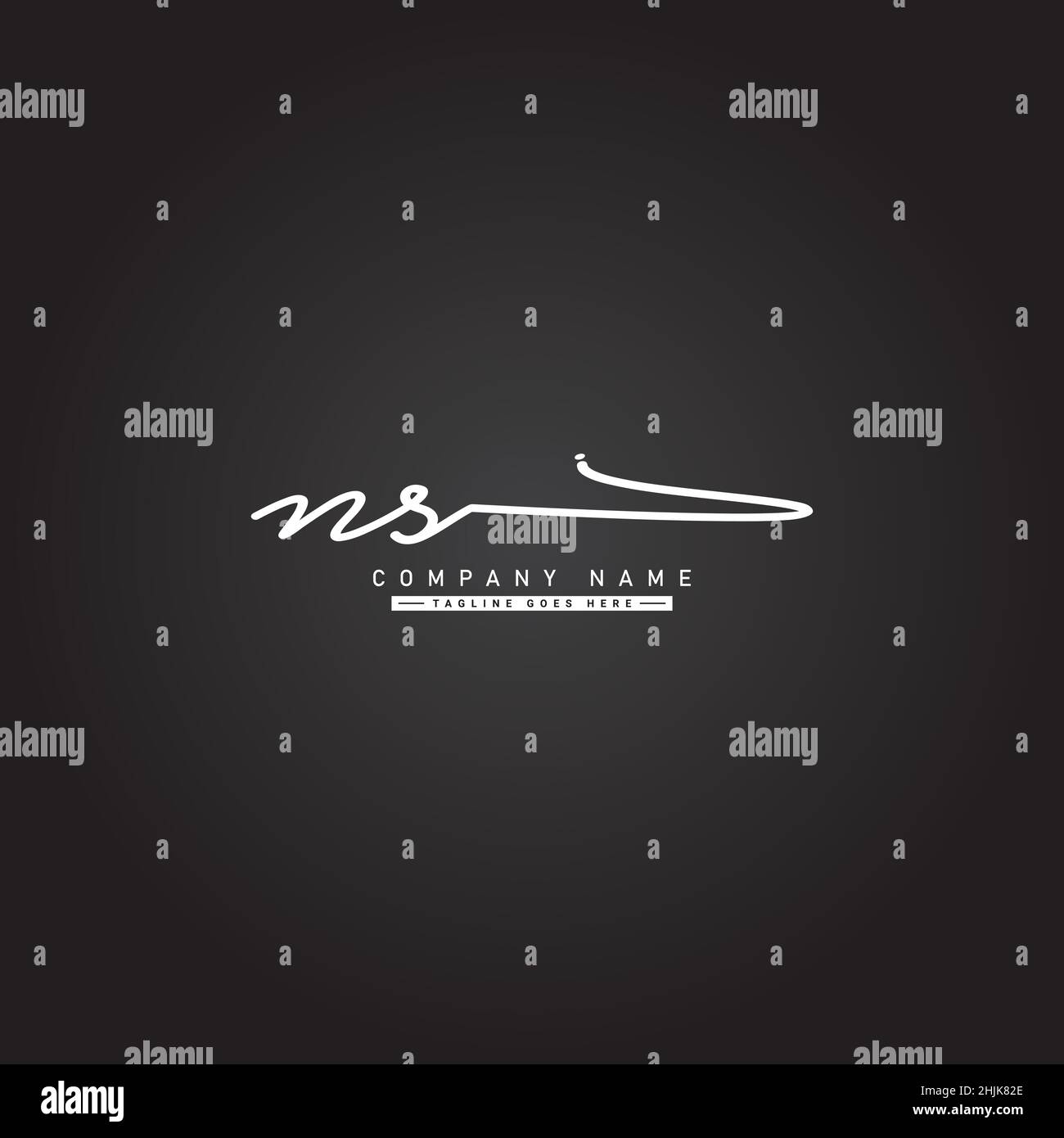 Lettera iniziale Logo NS - Logo firmato disegnato a mano - Logo vettoriale semplice in stile Signature per le iniziali Illustrazione Vettoriale