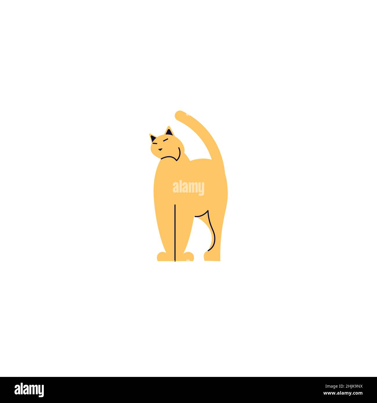 La silhouette del gatto dello zenzero è isolata su bianco Illustrazione Vettoriale