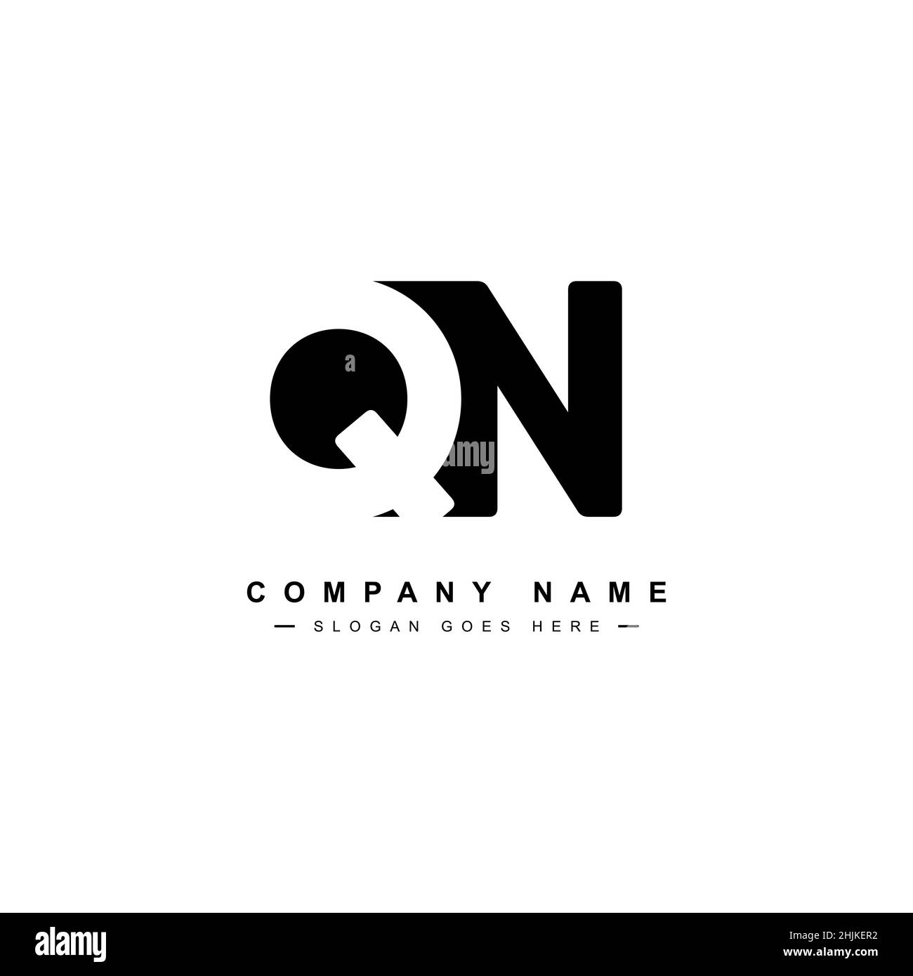 Lettera iniziale Logo QN - Logo Simple Business per Alphabet Q e N - modello di logo vettoriale monogramma per le iniziali del nome commerciale Illustrazione Vettoriale
