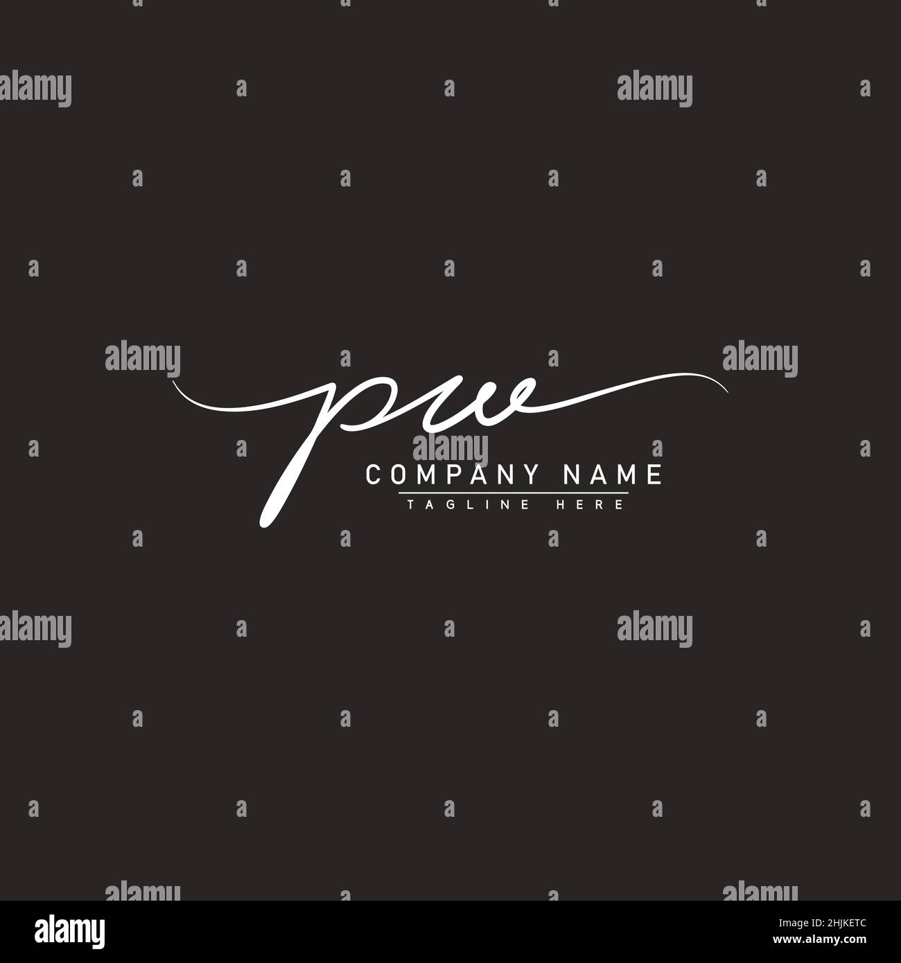 Lettera iniziale Logo PW - Logo stile firma disegnato a mano - Logo vettore semplice in stile firma per le iniziali Illustrazione Vettoriale