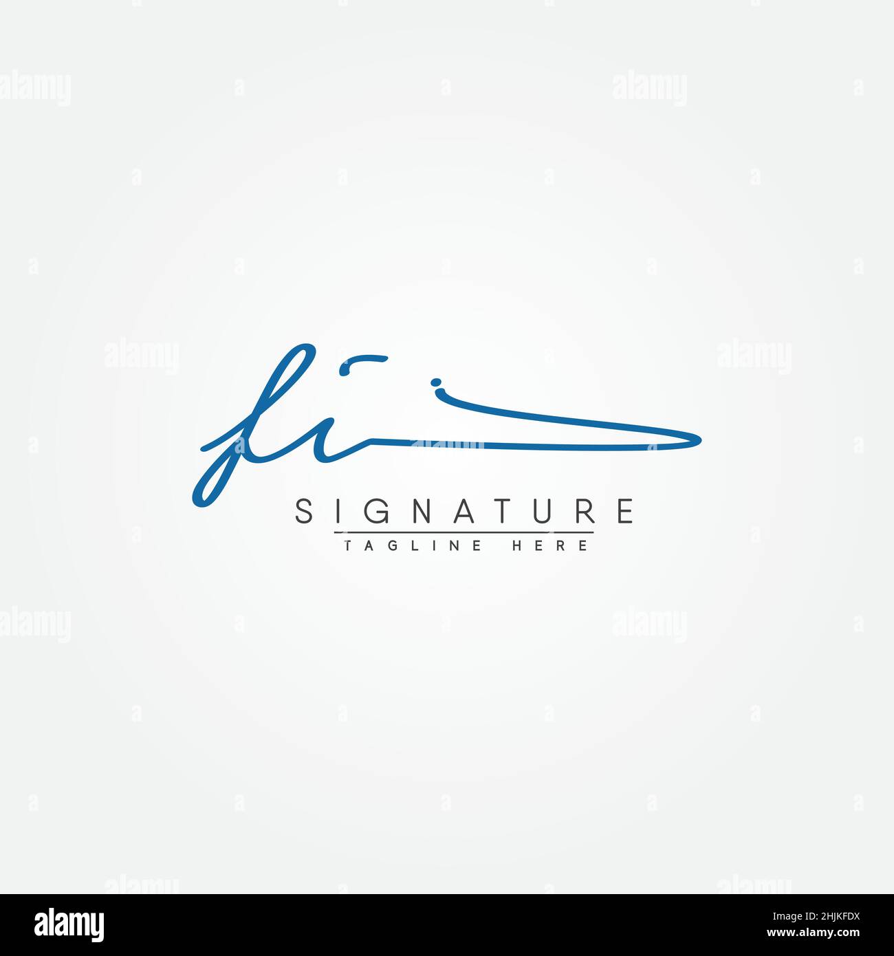 Lettera iniziale Logo Fi - Logo stile firma disegnato a mano - Logo vettore semplice in stile firma per le iniziali Illustrazione Vettoriale