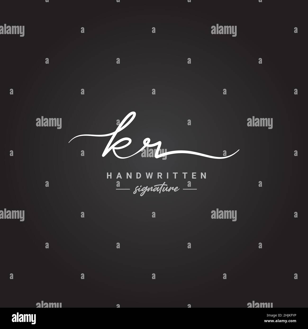 Lettera iniziale Logo KR - Logo stile firma scritto a mano - Logo vettore semplice in stile firma per le iniziali Illustrazione Vettoriale