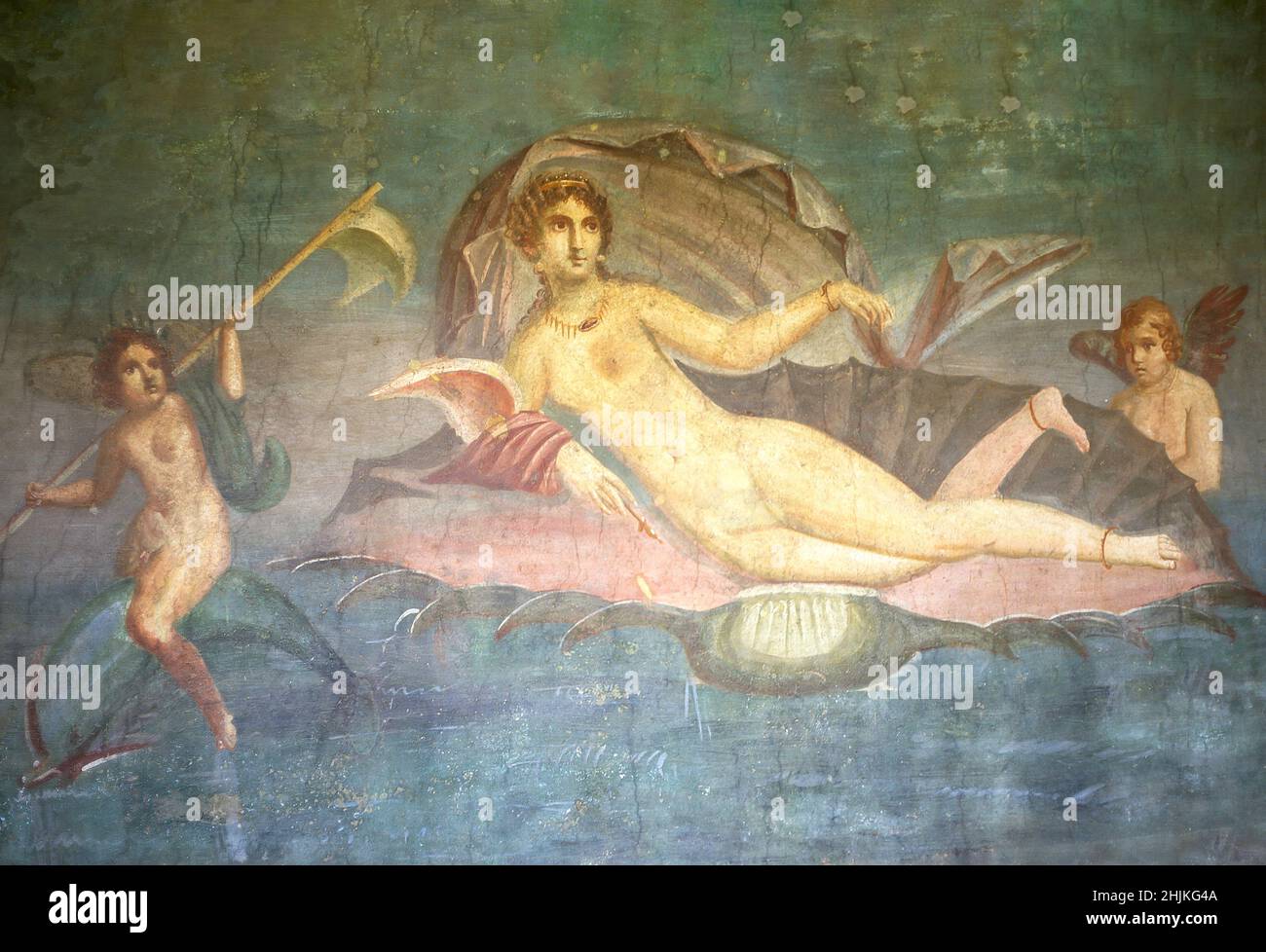 Murale di conchiglie, Casa di Venere nella conchiglia, Antica Città di Pompei, Pompei, Città Metropolitana di Napoli, Regione Campania, Italia Foto Stock