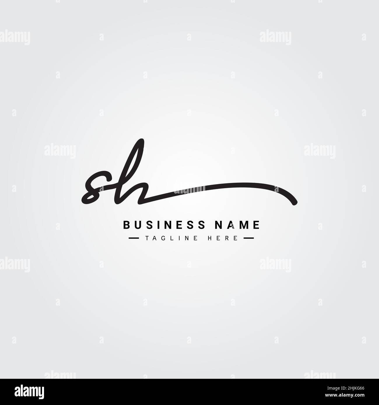 Lettera iniziale Logo SH - Logo stile firma disegnato a mano - Logo vettore semplice in stile firma per le iniziali Illustrazione Vettoriale