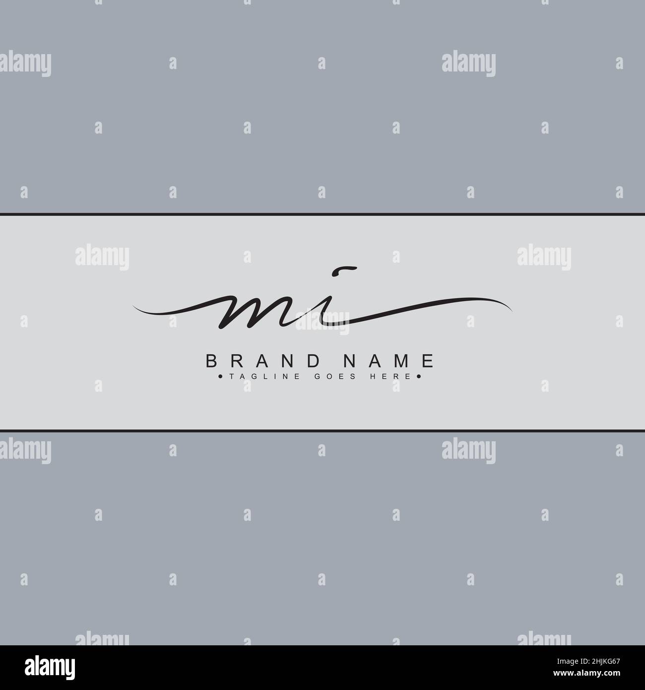 Lettera iniziale Logo MI - Logo stile firma disegnato a mano - Logo vettore semplice in stile firma per le iniziali Illustrazione Vettoriale