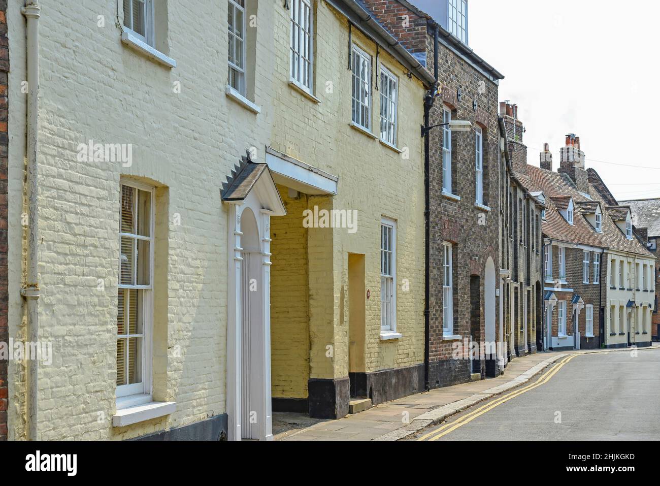 Facciate georgiana, King Street, King's Lynn, Norfolk, Inghilterra, Regno Unito Foto Stock