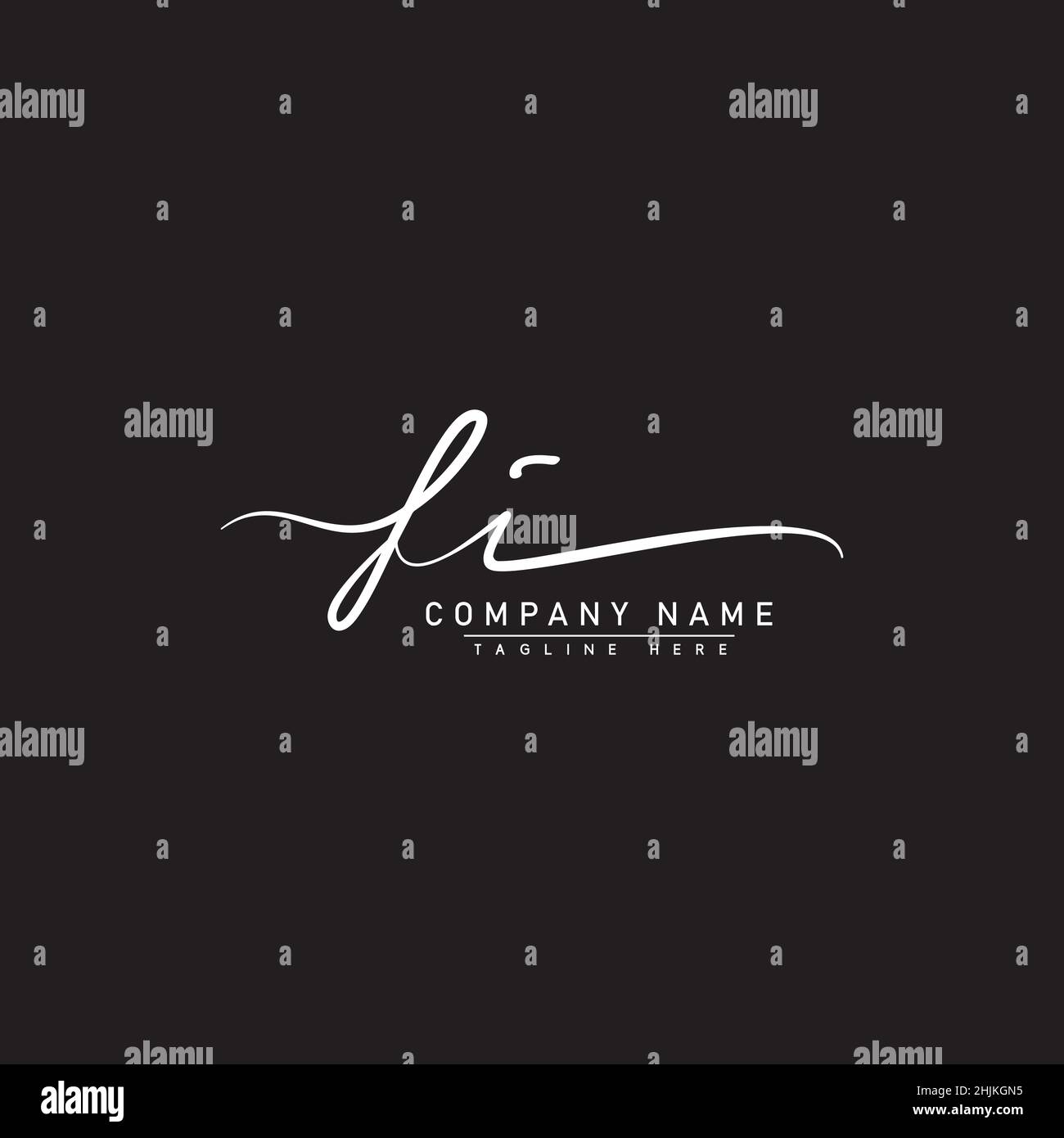 Lettera iniziale Logo Fi - Logo stile firma scritto a mano - Logo vettore semplice in stile firma per le iniziali Illustrazione Vettoriale