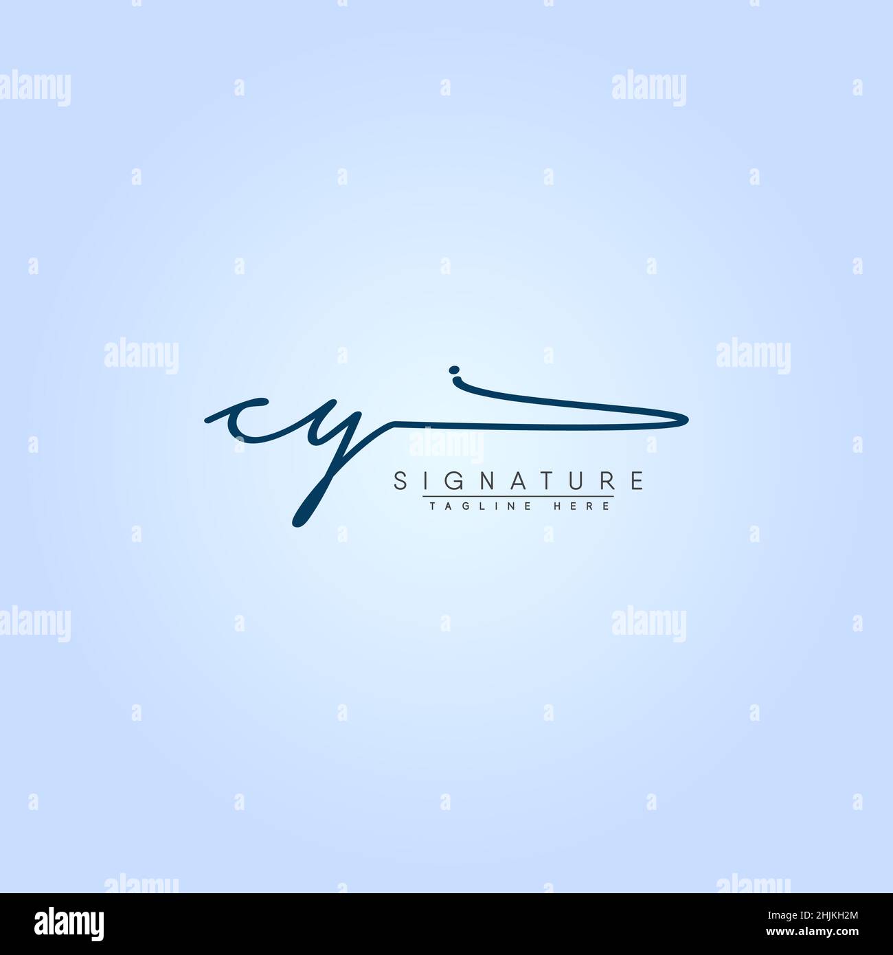 Initial Letter CY Logo - Logo stile firma disegnato a mano - Logo vettore minimal per iniziali in stile scrittura a mano Illustrazione Vettoriale