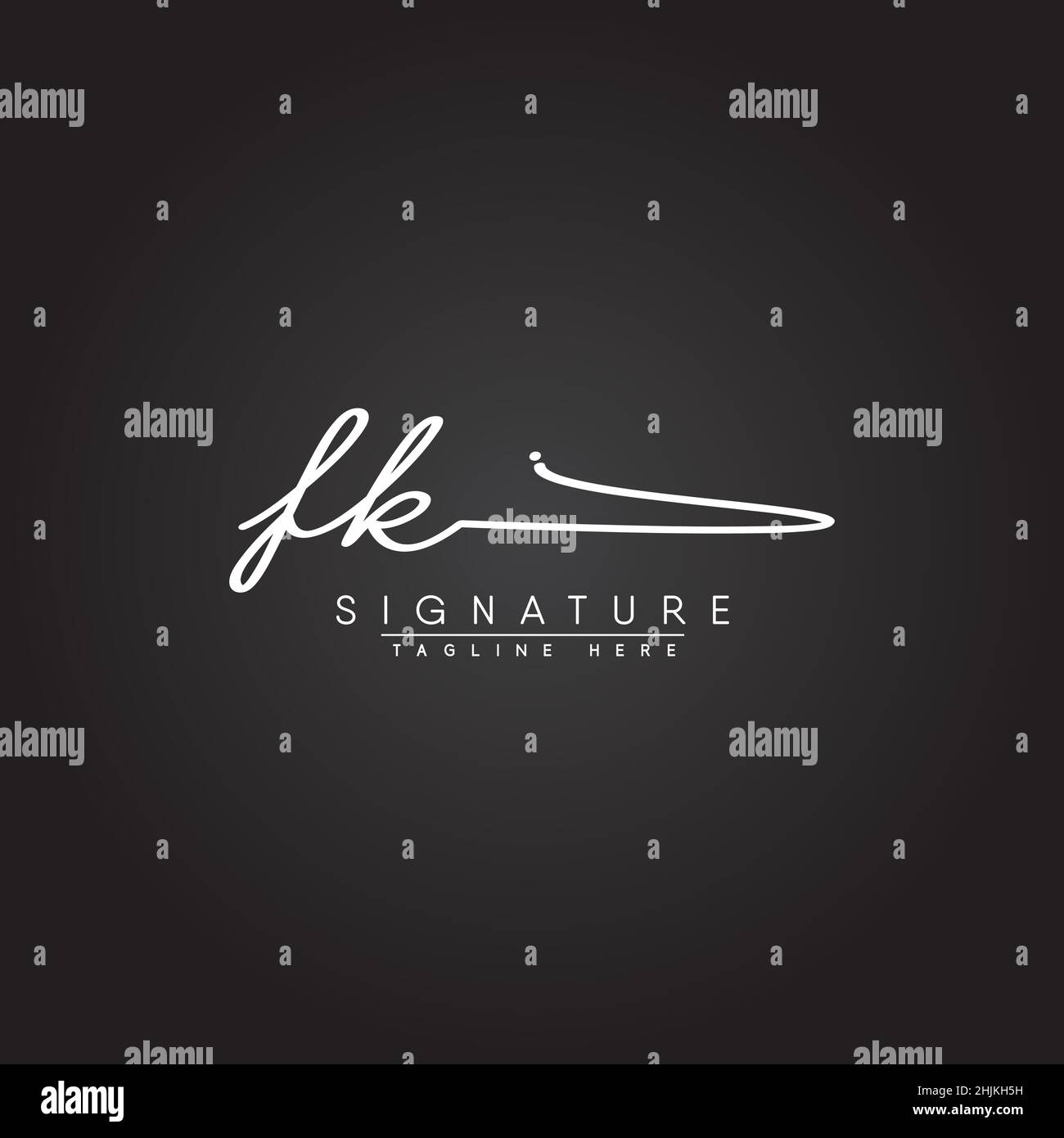 Lettera iniziale Logo FK - Logo della firma scritto a mano - Logo del vettore minimale per le iniziali in stile calligrafia Illustrazione Vettoriale