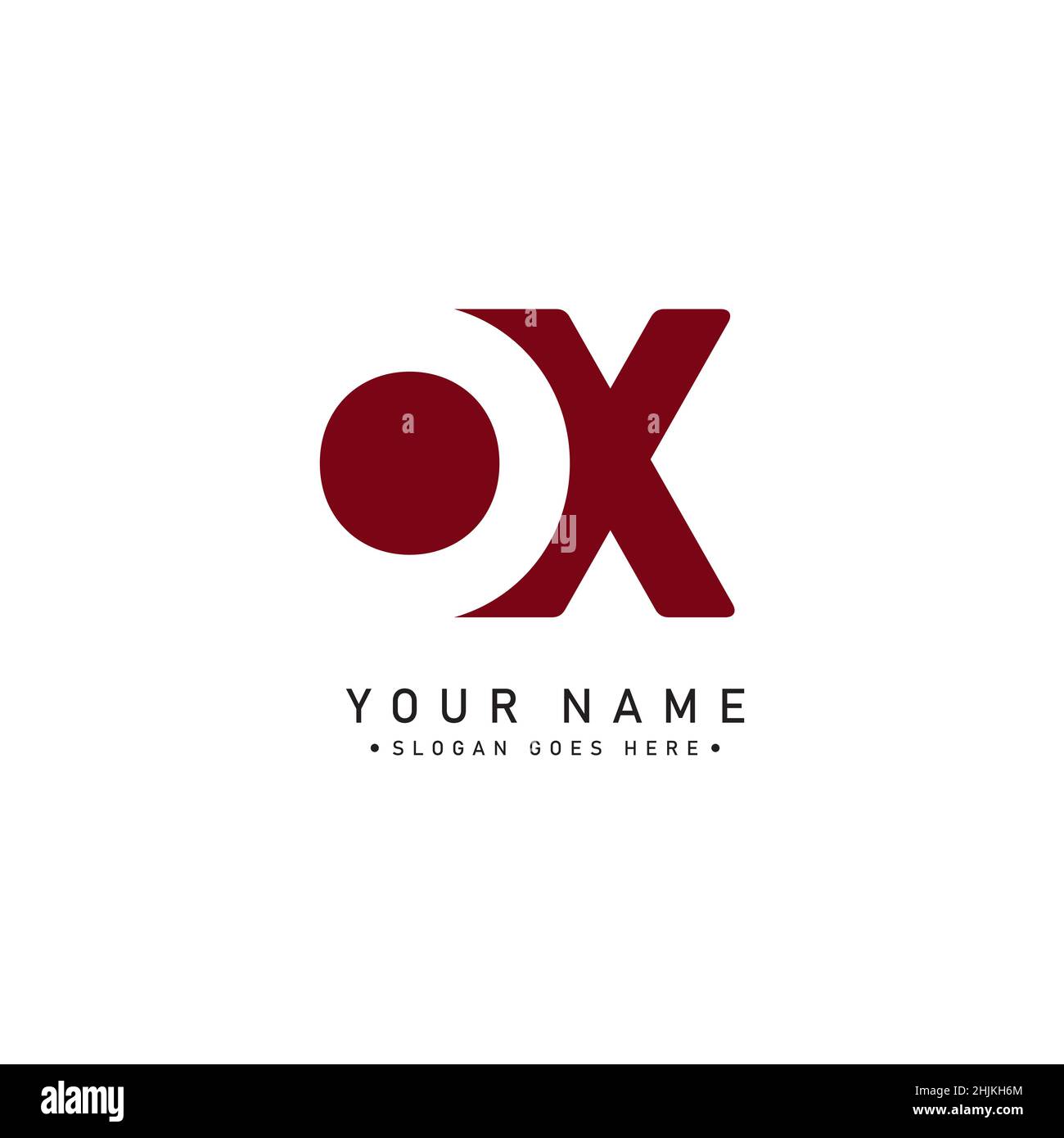 Lettera iniziale Logo OX - Logo Simple Business per Alphabet o e X - modello di Logo vettoriale Monogramma per le iniziali del Nome Business Illustrazione Vettoriale