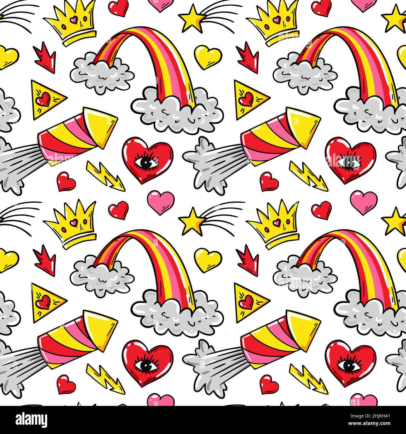 Motivo alla moda senza cuciture con design comico. Illustrazione vettoriale Illustrazione Vettoriale