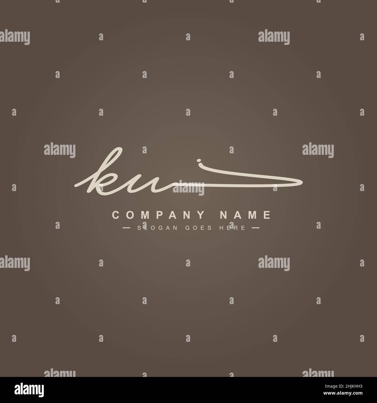 Lettera iniziale Logo KU - Logo stile firma disegnato a mano - Logo vettore minimal per iniziali in stile scrittura a mano Illustrazione Vettoriale