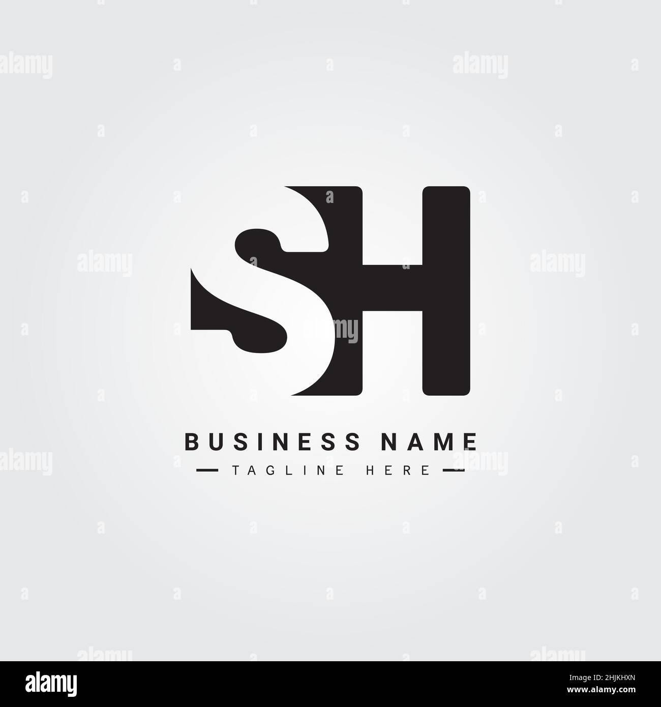 Lettera iniziale SH Logo - Simple Business Logo per Alphabet S e H - modello di logo vettoriale monogramma per le iniziali del nome commerciale Illustrazione Vettoriale