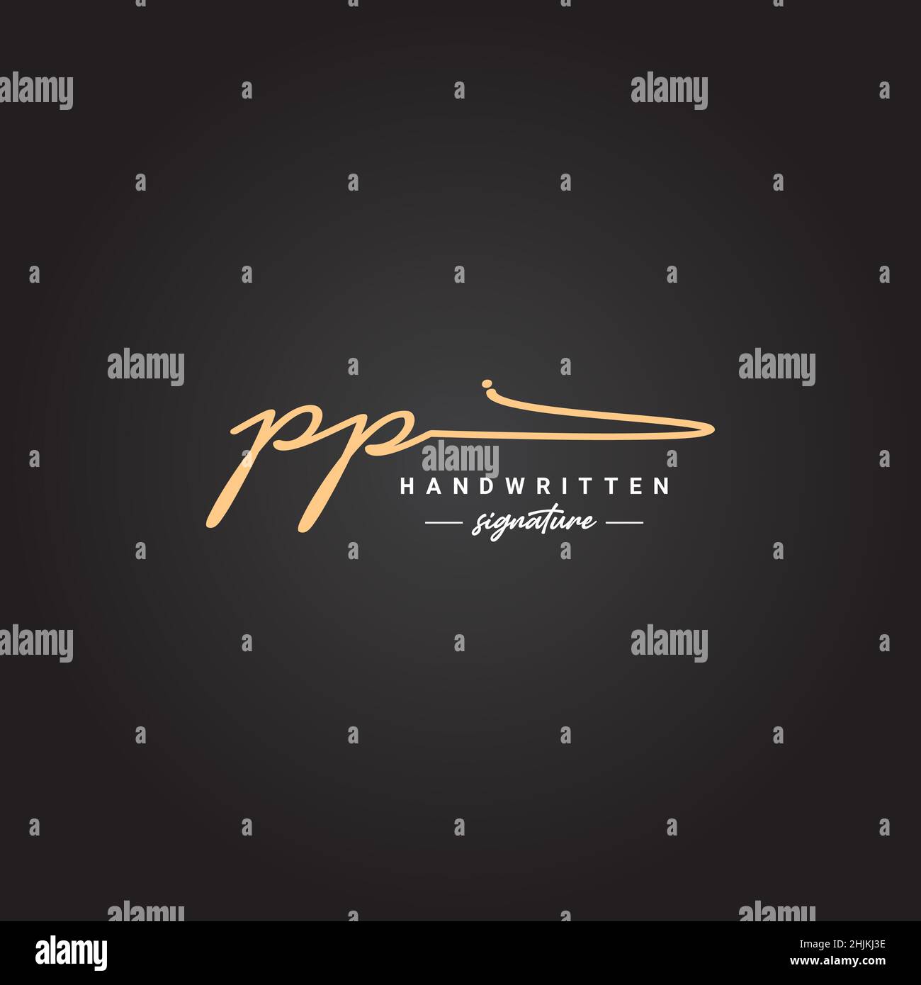 Lettera iniziale Logo PP - Logo della firma scritto a mano - Logo del vettore minimale per le iniziali in stile calligrafia Illustrazione Vettoriale