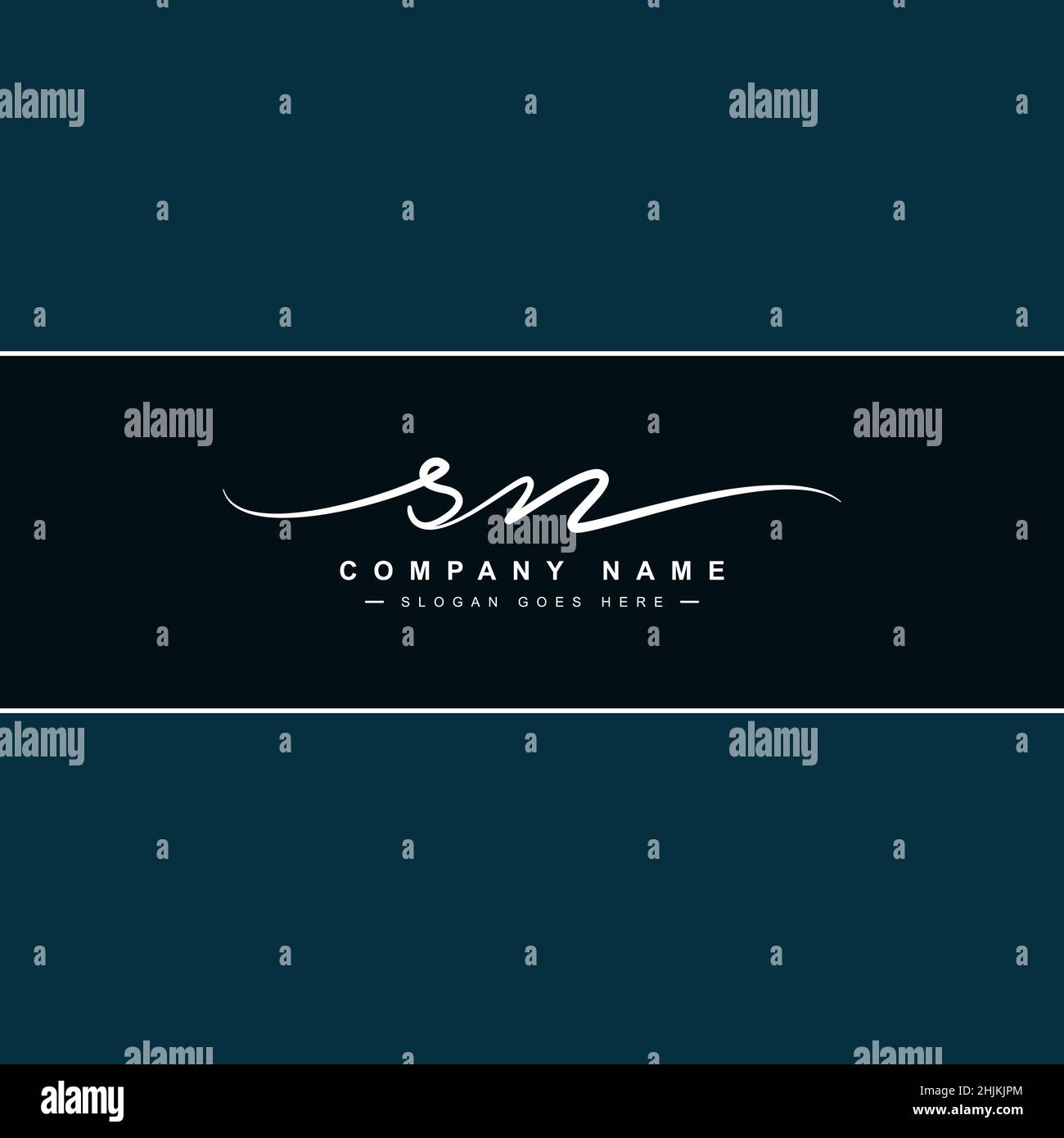 Lettera iniziale Logo SN - Logo della firma disegnato a mano - Logo del vettore minimale per le iniziali in stile calligrafia Illustrazione Vettoriale