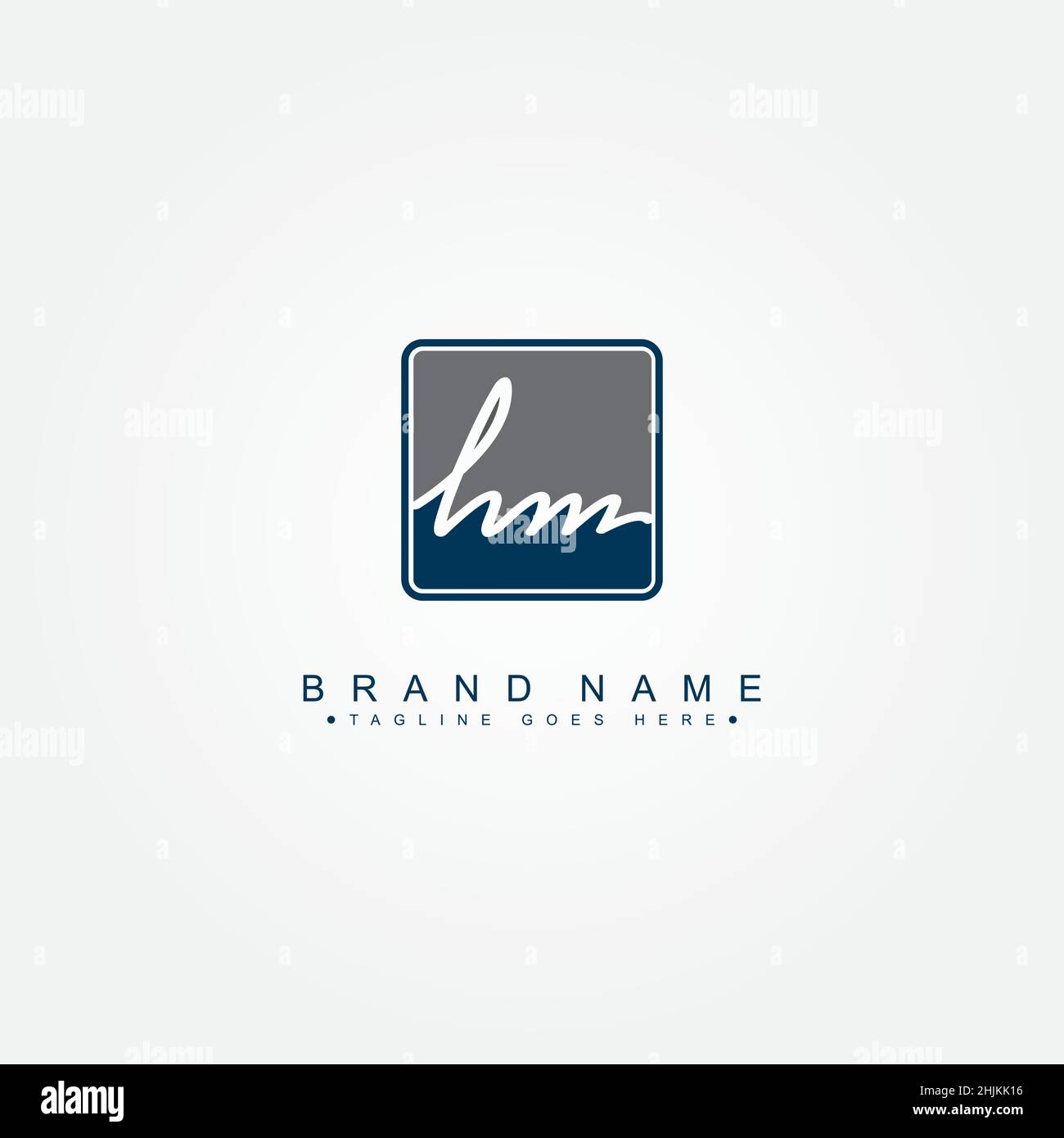 Lettera iniziale Logo HM - Logo stile firma scritto a mano - Logo vettore minimal per iniziali in stile scrittura a mano Illustrazione Vettoriale