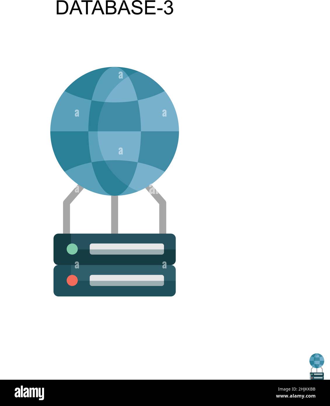 Database-3 icona vettore semplice. Modello di disegno del simbolo di illustrazione per l'elemento dell'interfaccia utente mobile Web. Illustrazione Vettoriale