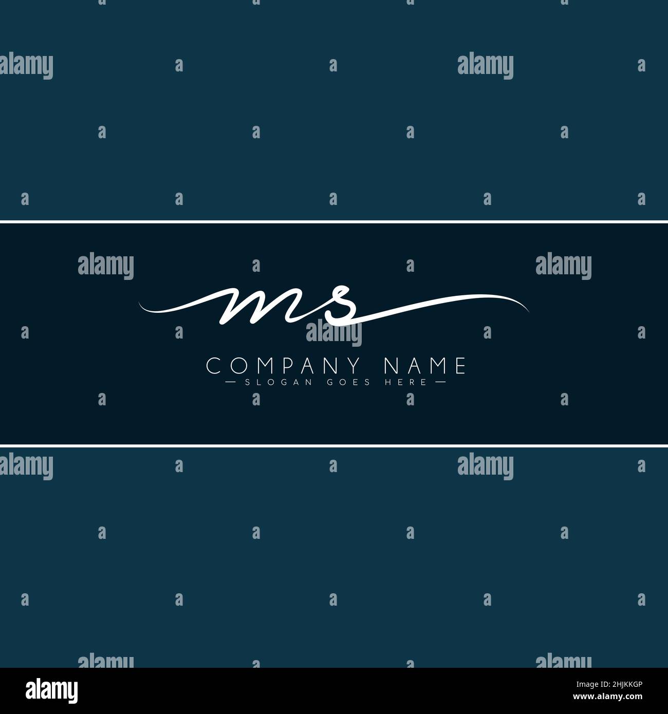 Lettera iniziale Logo MS - Logo stile firma scritto a mano - Logo vettore minimal per iniziali in stile scrittura a mano Illustrazione Vettoriale