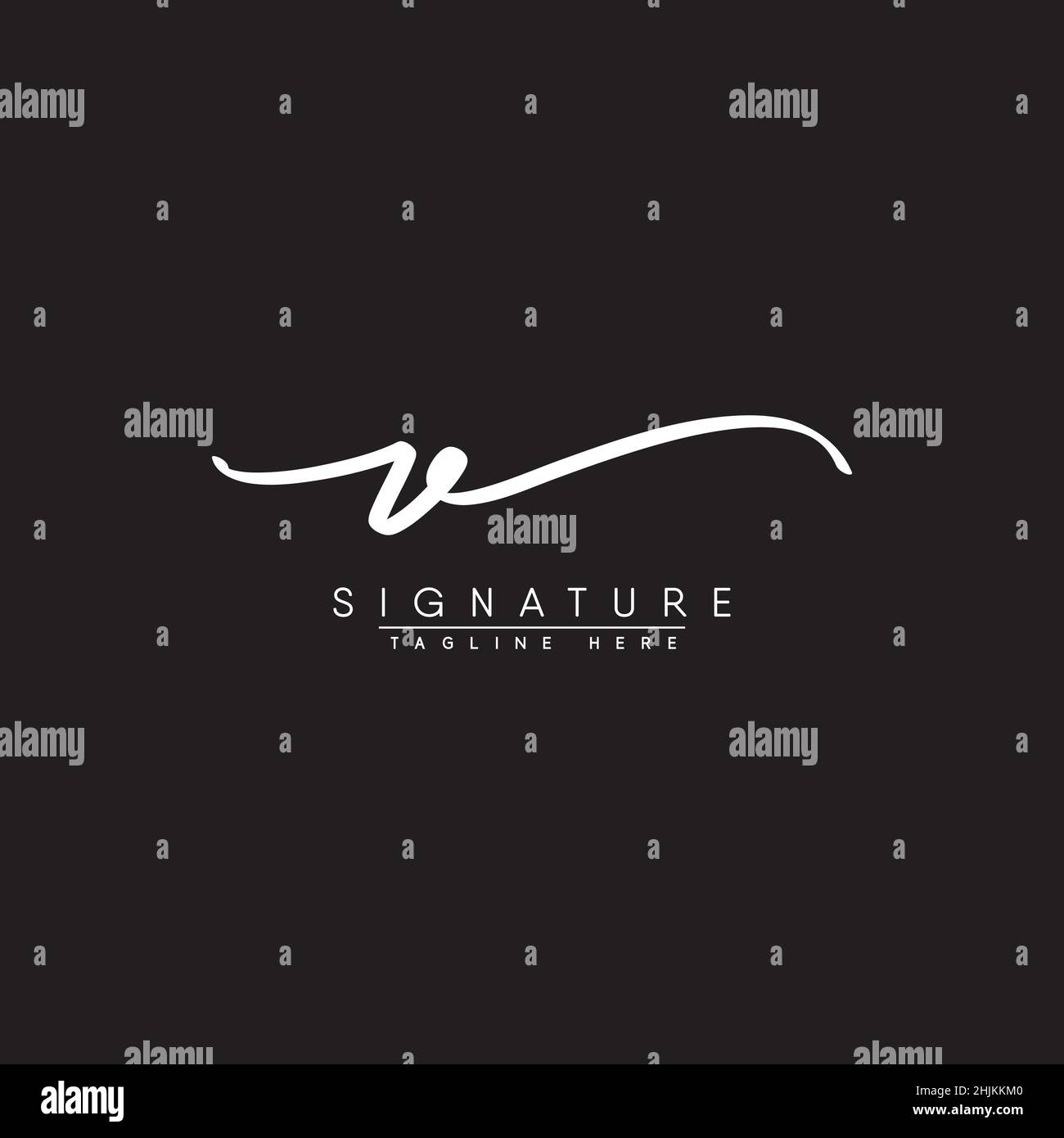 Logo della firma scritto a mano per la lettera iniziale V - Logo della firma semplice in stile di scrittura a mano per il nome aziendale iniziale Illustrazione Vettoriale