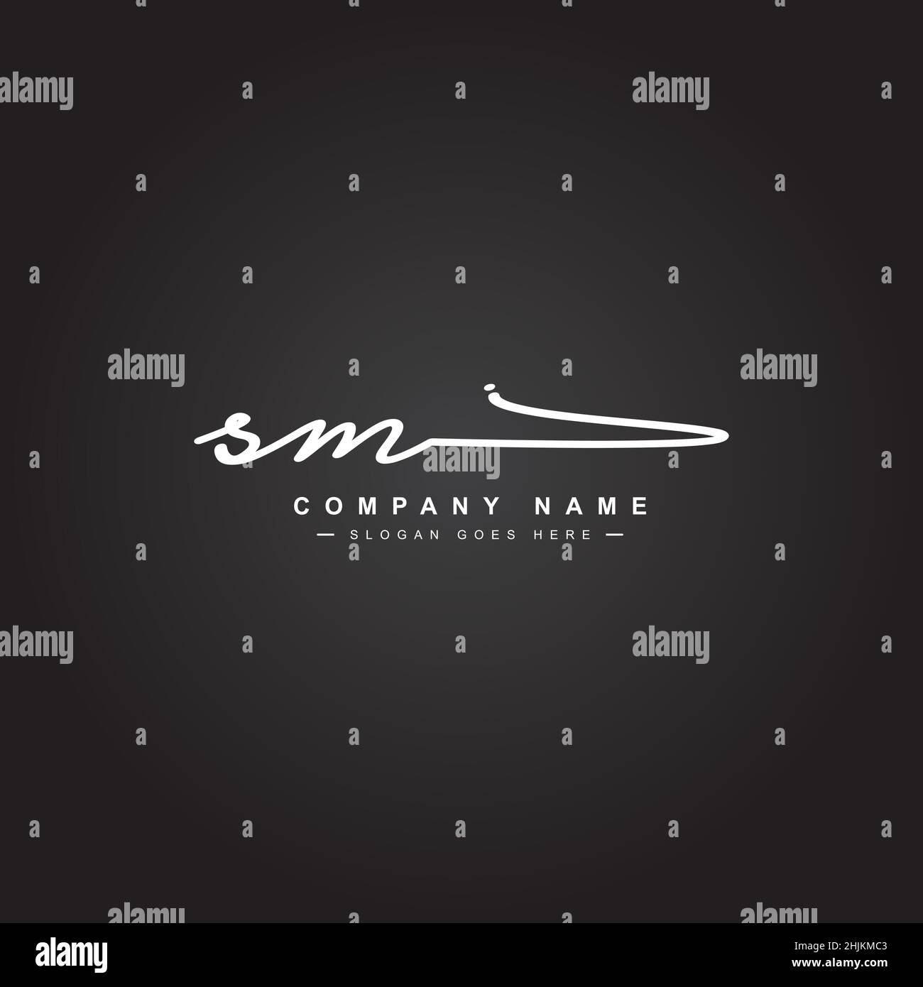 Lettera iniziale Logo SM - Logo di stile della firma scritto a mano - Logo vettoriale minimale per iniziali in stile calligrafia Illustrazione Vettoriale