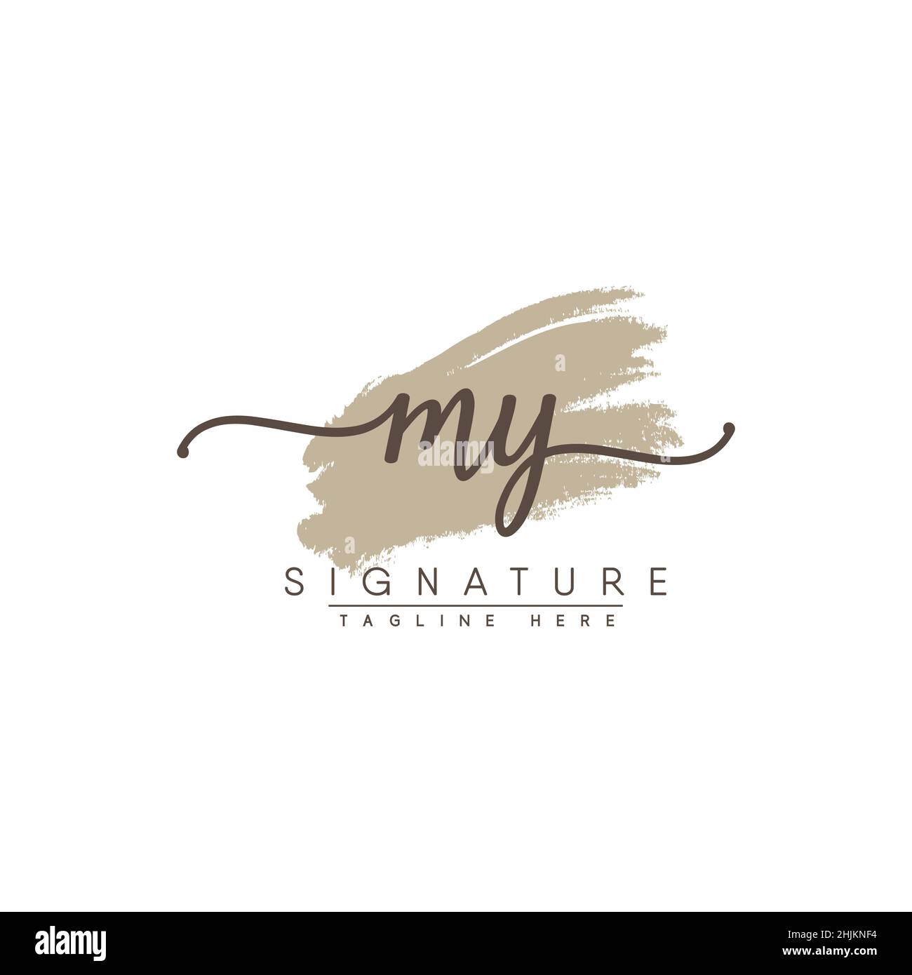 Lettera iniziale IL MIO logo - Logo della firma disegnato a mano - Logo del vettore minimale per le iniziali in stile calligrafia Illustrazione Vettoriale