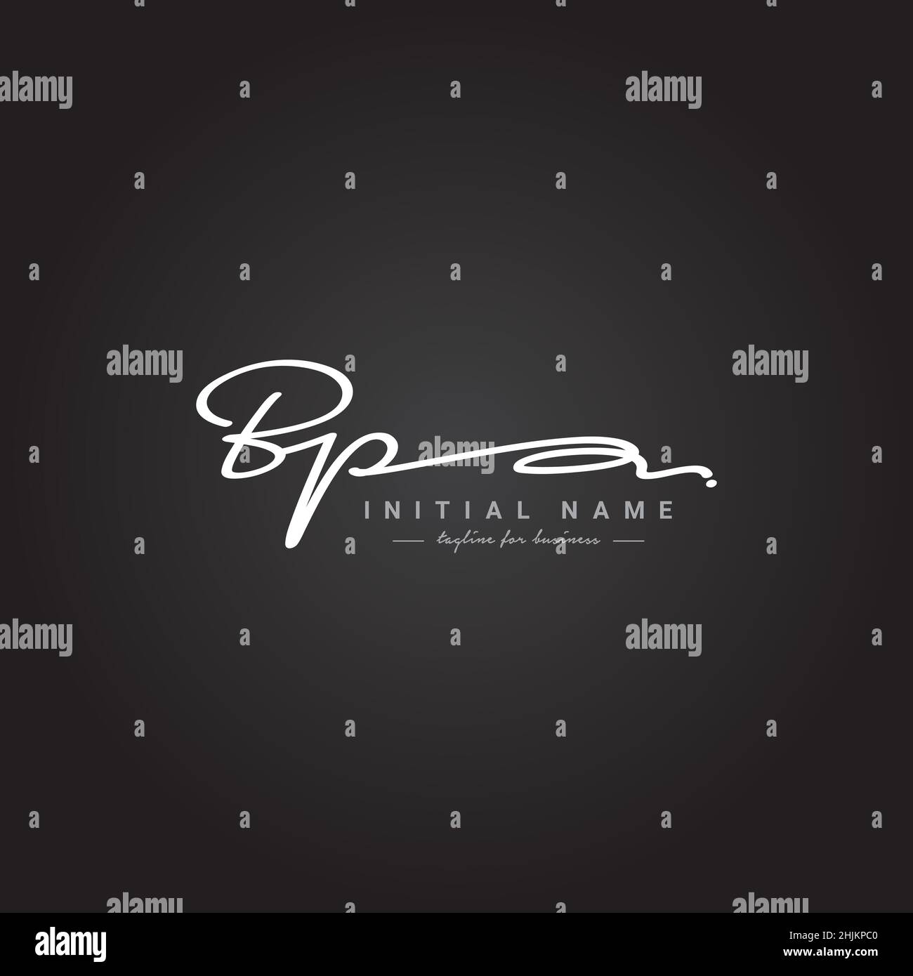 Lettera iniziale Logo BP - Logo stile firma disegnato a mano - Logo vettore minimal per iniziali in stile scrittura a mano Illustrazione Vettoriale