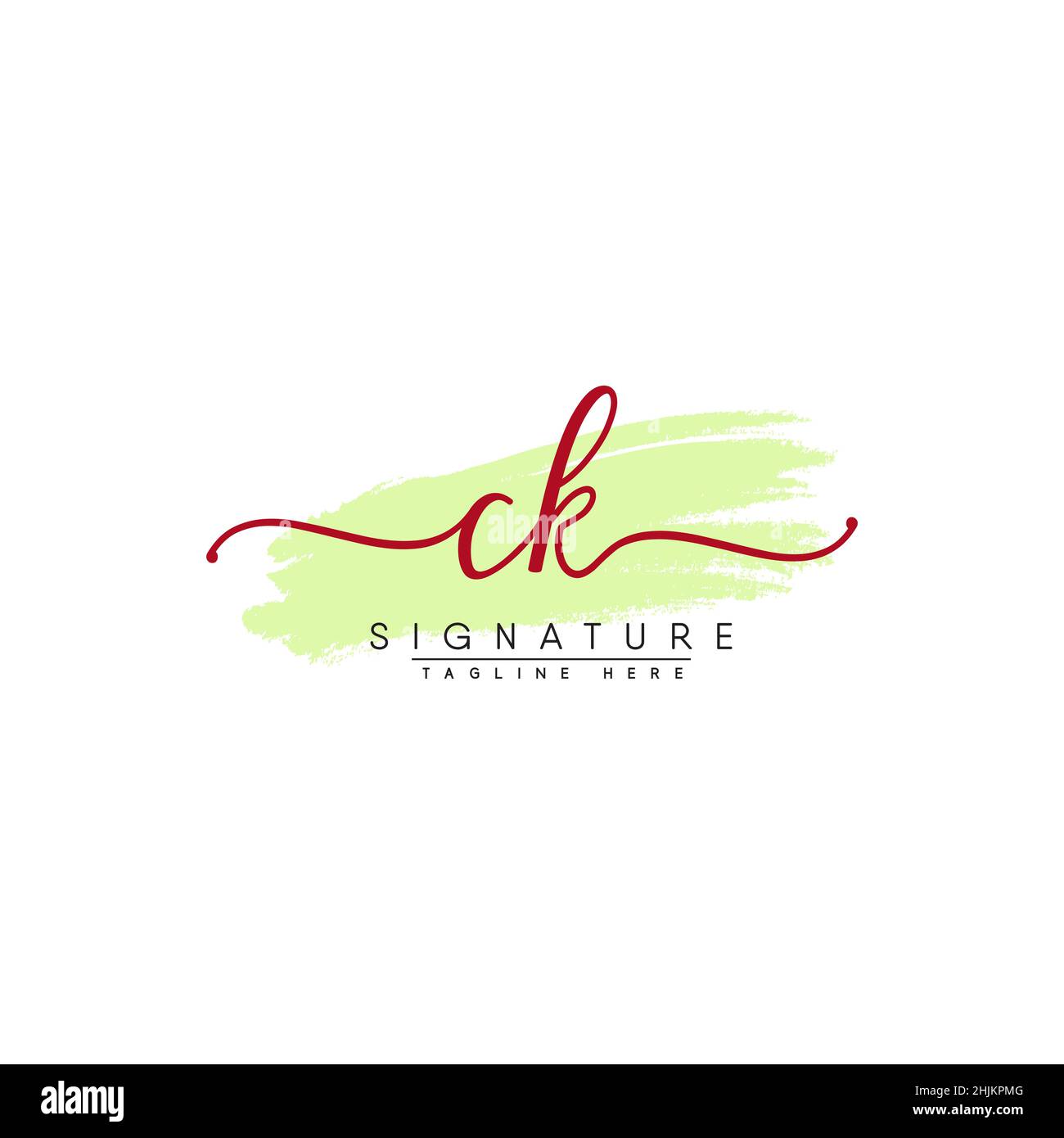 Lettera iniziale Logo CK - Logo Signature Style disegnato a mano - Logo Vector minimal per iniziali in stile calligrafia Illustrazione Vettoriale