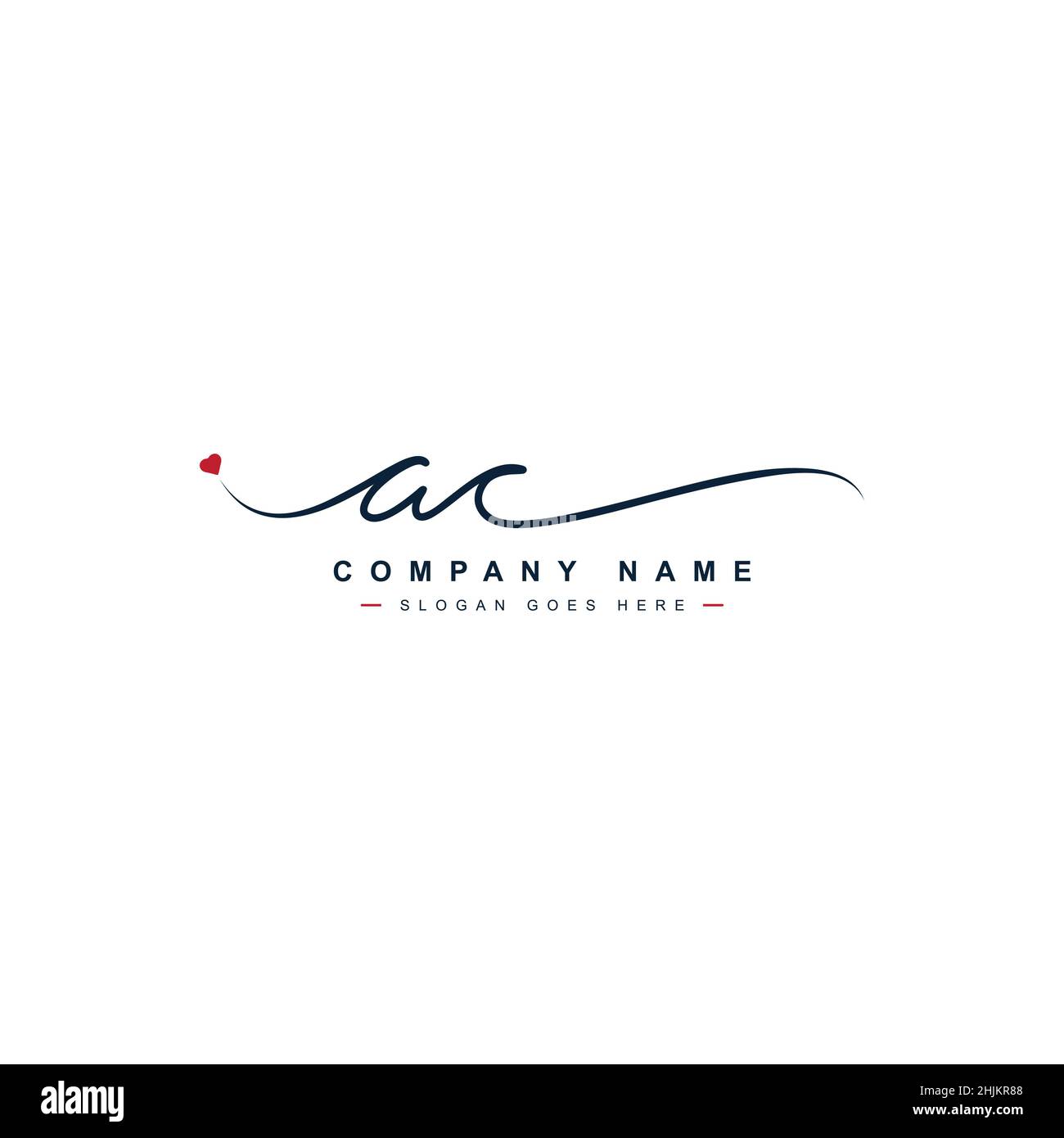 Lettera iniziale Logo AC - Logo della firma disegnato a mano - Logo del vettore minimal per iniziali in stile calligrafia Illustrazione Vettoriale