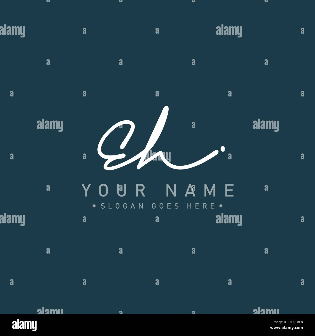 Lettera iniziale Logo EH - Logo stile firma disegnato a mano - Logo vettore minimal per iniziali in stile scrittura a mano Illustrazione Vettoriale