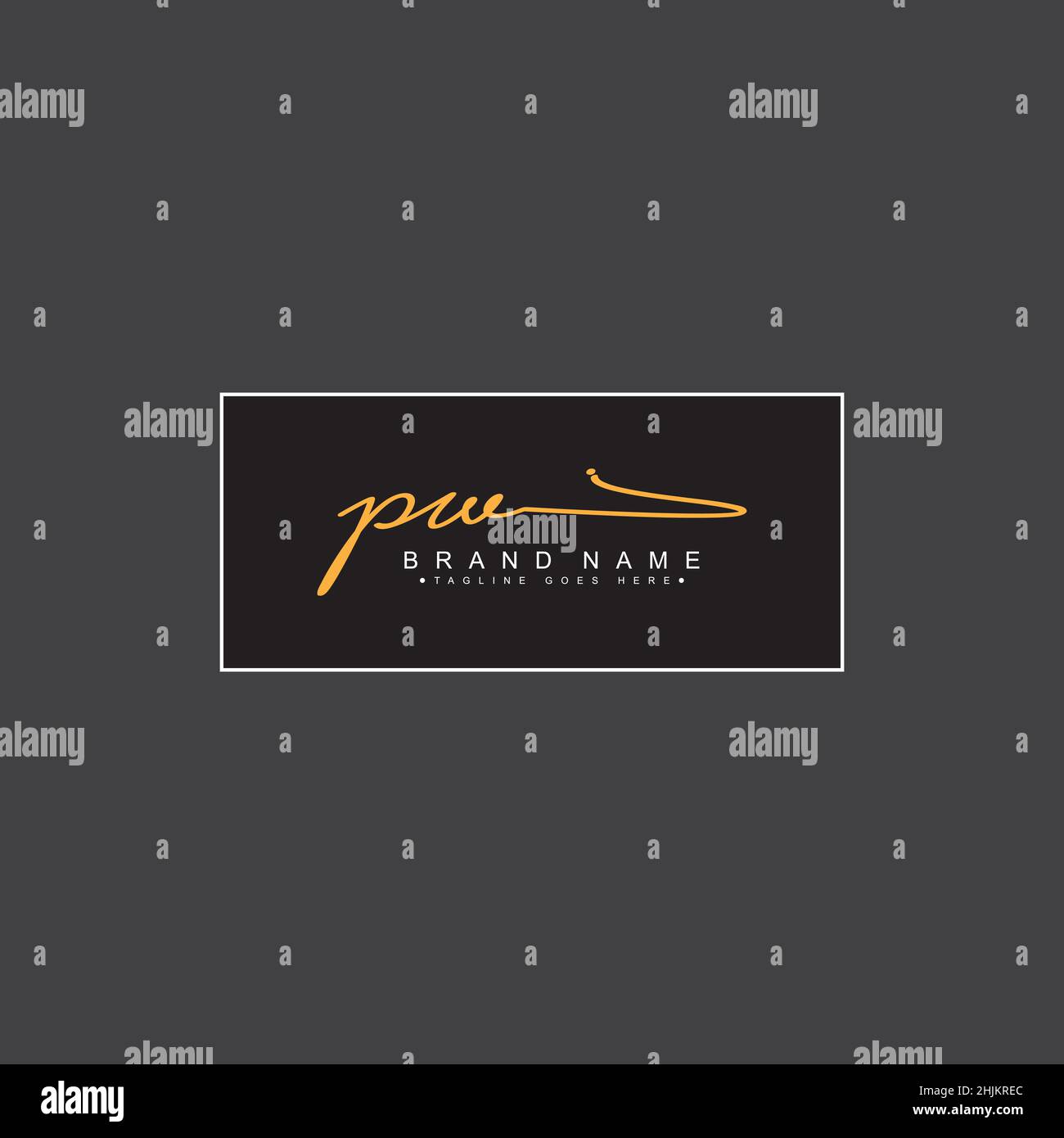 Lettera iniziale Logo PW - Logo stile firma disegnato a mano - Logo vettore minimal per iniziali in stile scrittura a mano Illustrazione Vettoriale