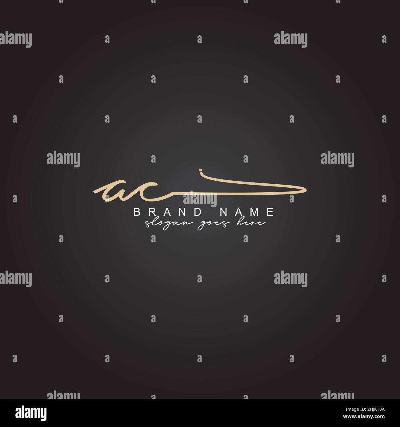 Lettera iniziale Logo AC - Logo stile firma disegnato a mano - Logo vettore minimal per iniziali in stile scrittura a mano Illustrazione Vettoriale