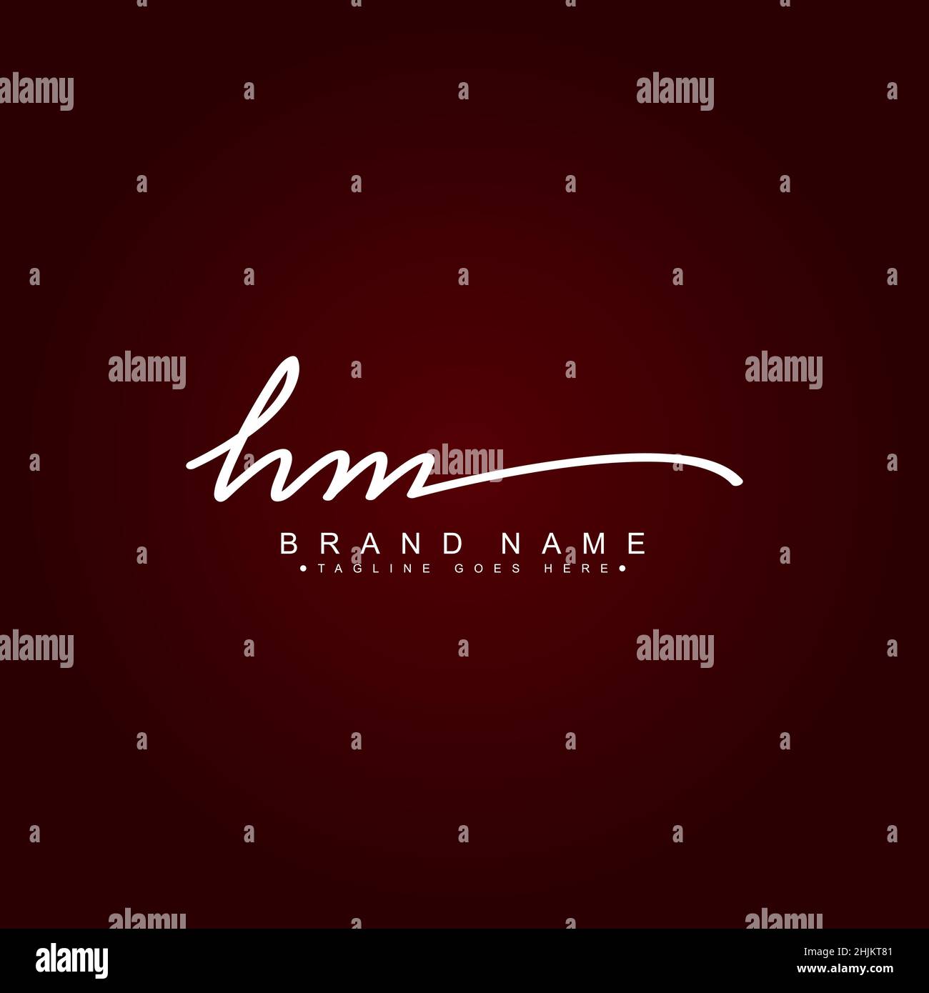 Lettera iniziale Logo HM - Logo della firma scritto a mano - Logo del vettore minimal per iniziali scritte a mano Illustrazione Vettoriale