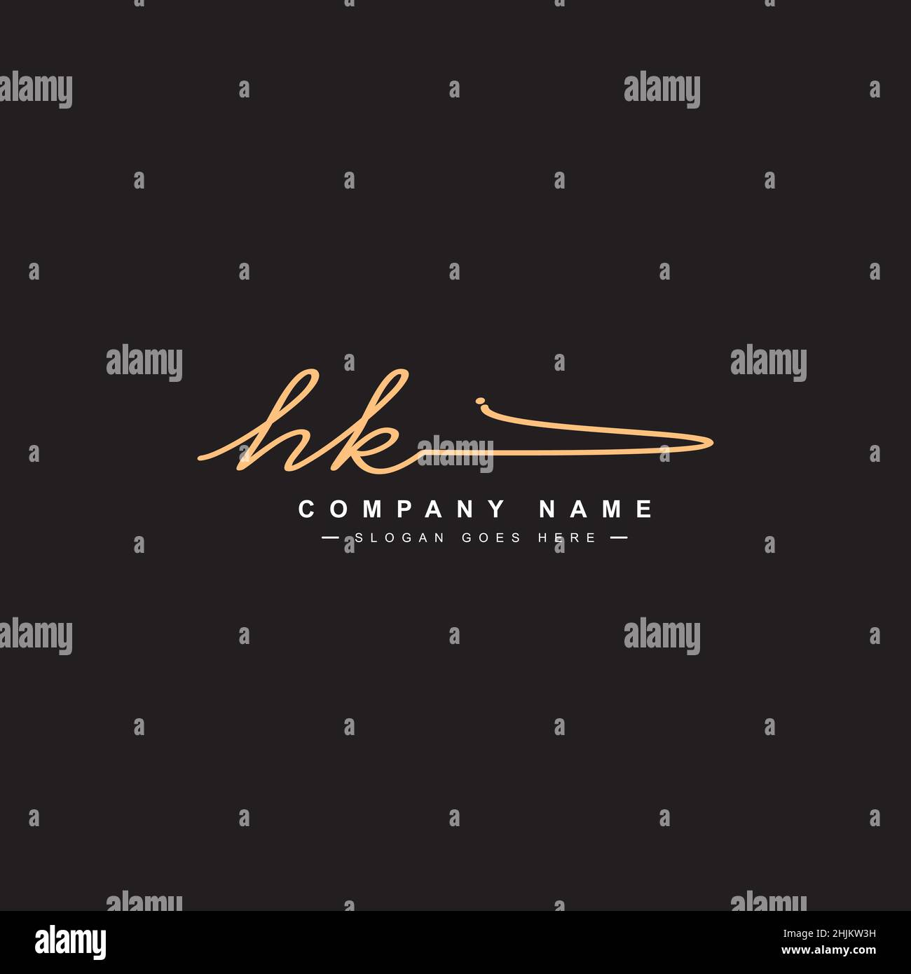 Lettera iniziale Logo HK - Logo stile firma scritto a mano - Logo vettore minimal per iniziali in stile scrittura a mano Illustrazione Vettoriale