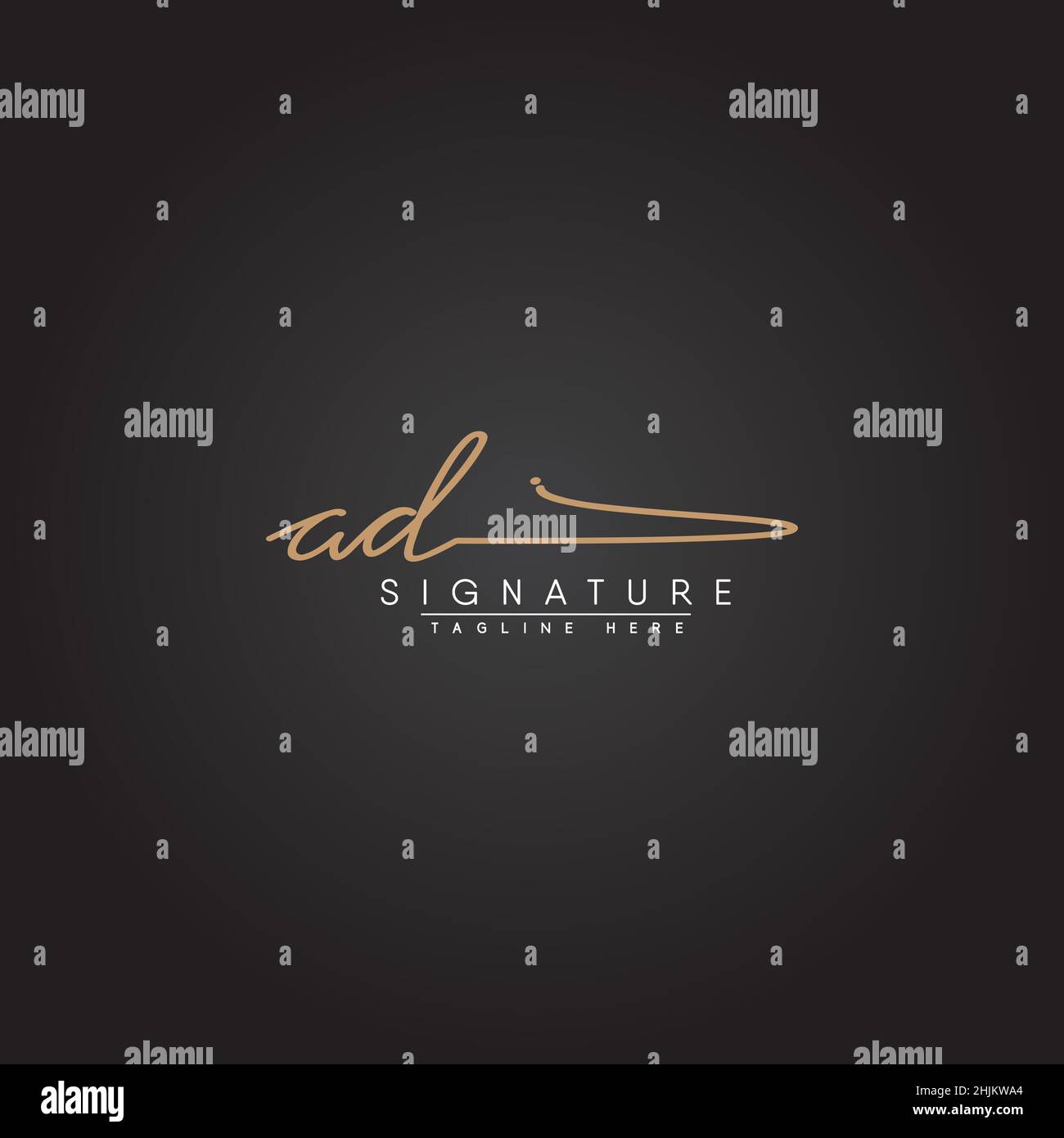 Lettera iniziale Logo ad - Logo stile firma scritto a mano - Logo vettore minimal per iniziali in stile scrittura a mano Illustrazione Vettoriale