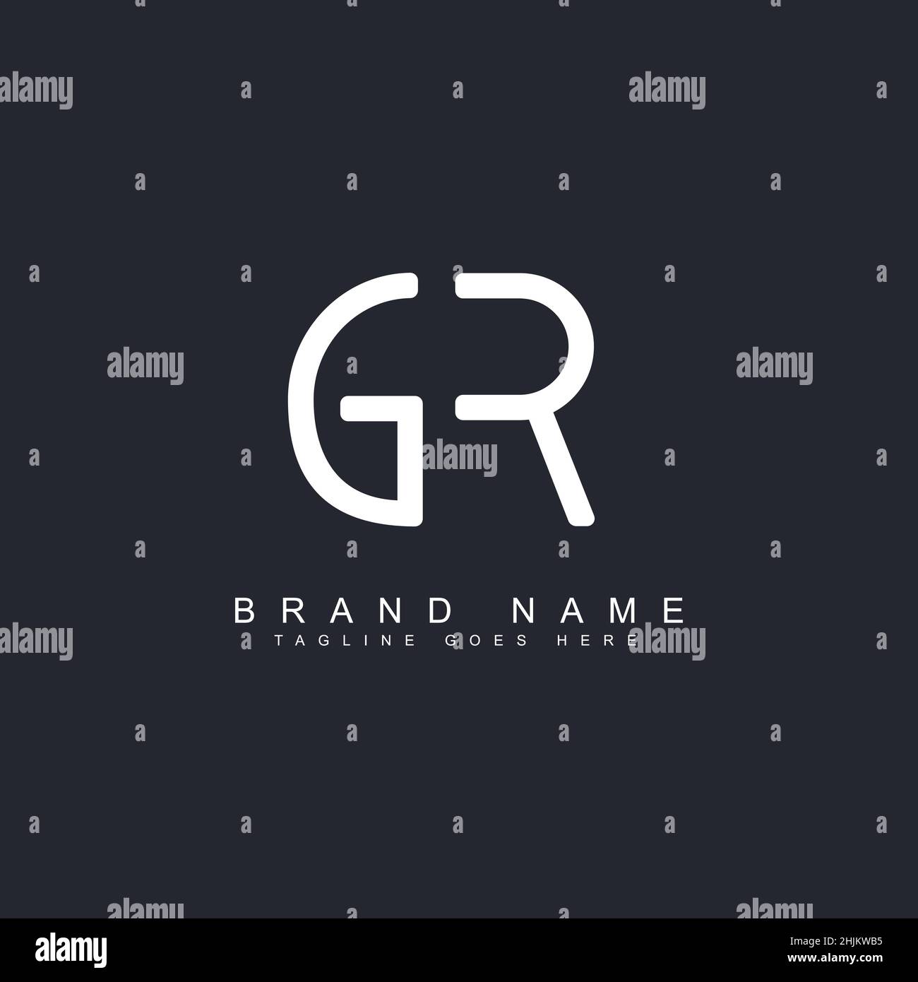 Logo Simple Business per lettera iniziale GR - Logo alfabetico - modello di logo vettoriale monogramma per iniziali del nome commerciale Illustrazione Vettoriale