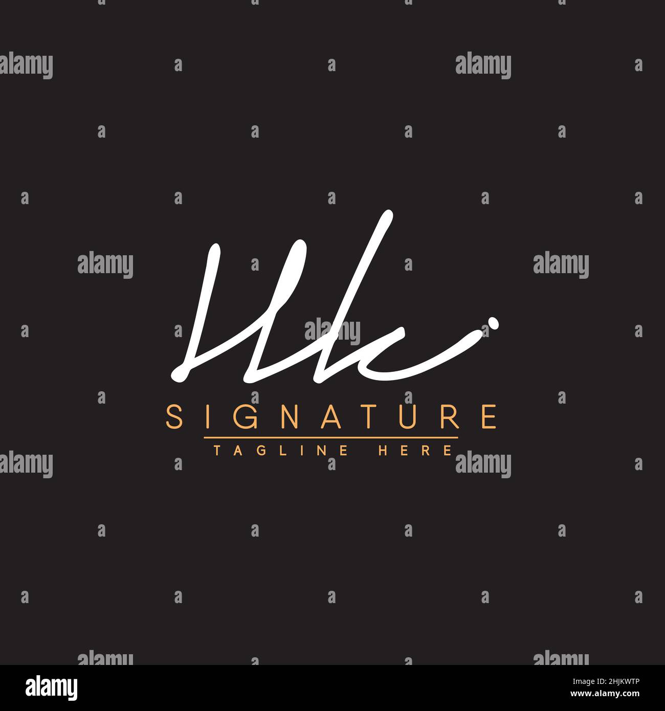 Lettera iniziale Logo HK - Logo della firma disegnato a mano - Logo del vettore minimal per iniziali in stile calligrafia Illustrazione Vettoriale