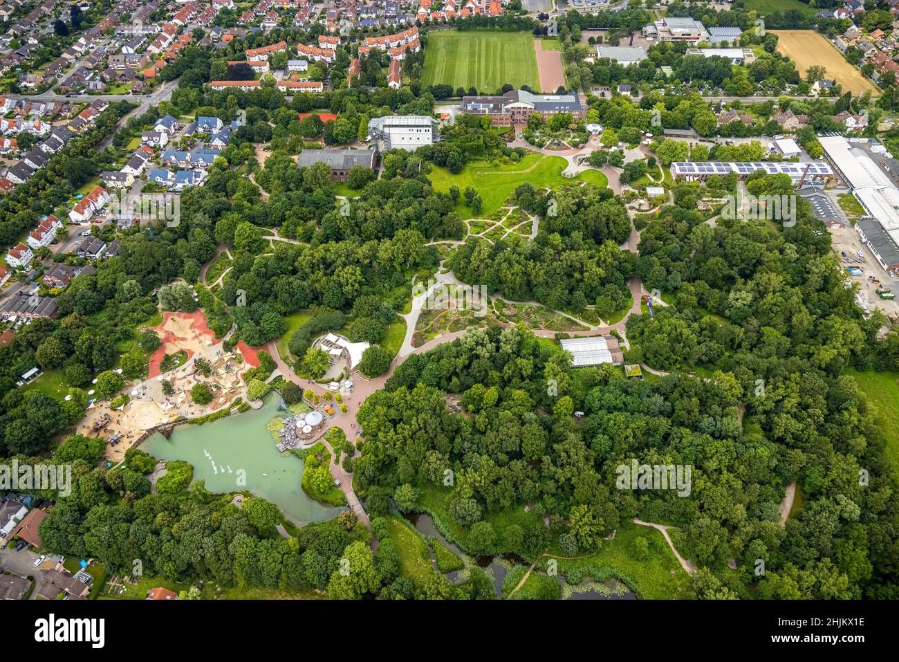 Vista aerea, parco divertimenti Maximilianpark, Uentrop, Hamm, zona della Ruhr, Renania settentrionale-Vestfalia, Germania, DE, Europa, strutture per il tempo libero, attività per il tempo libero Foto Stock