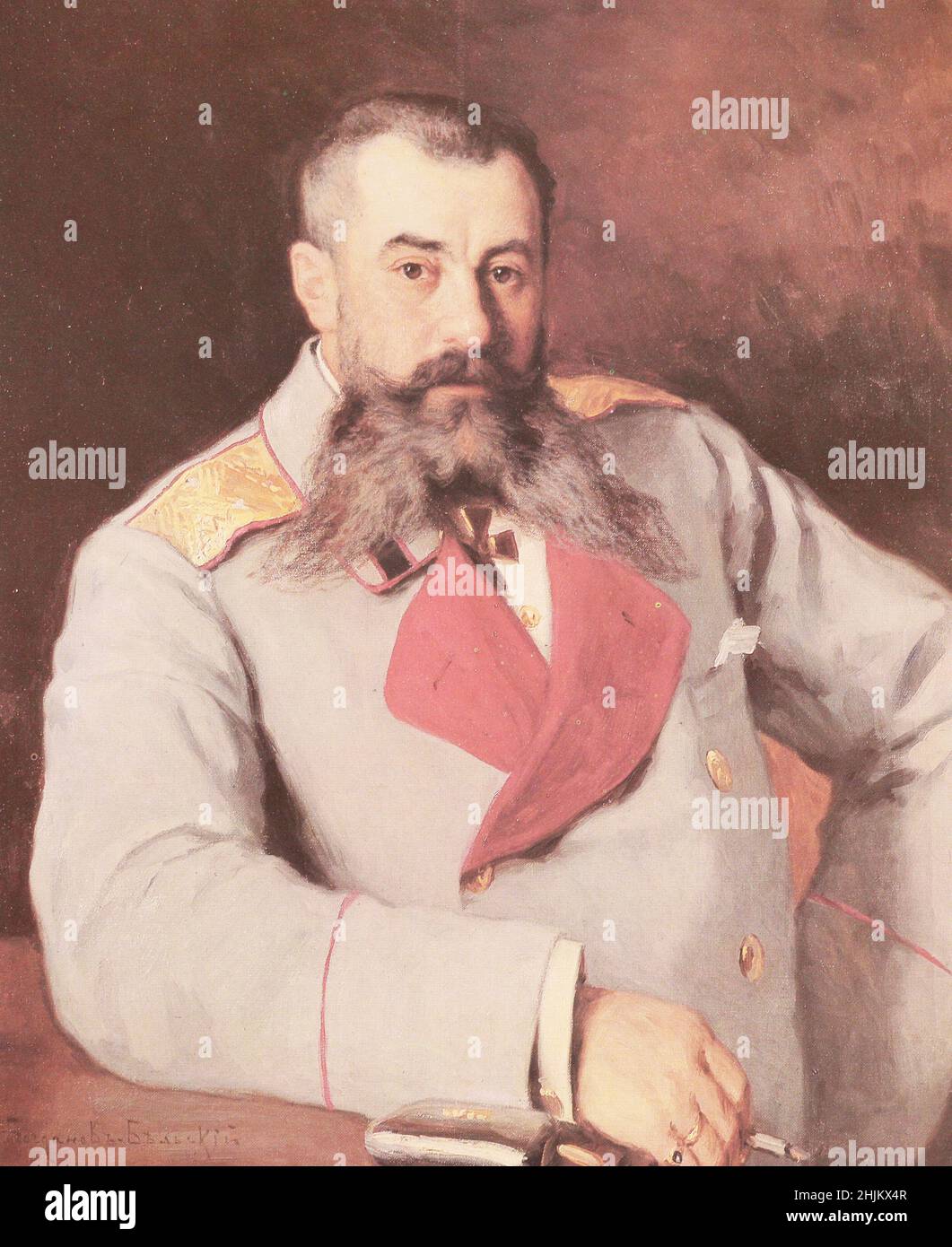 Ritratto di una fanteria Generale dell'Impero Russo. Pittura del 1910. Foto Stock