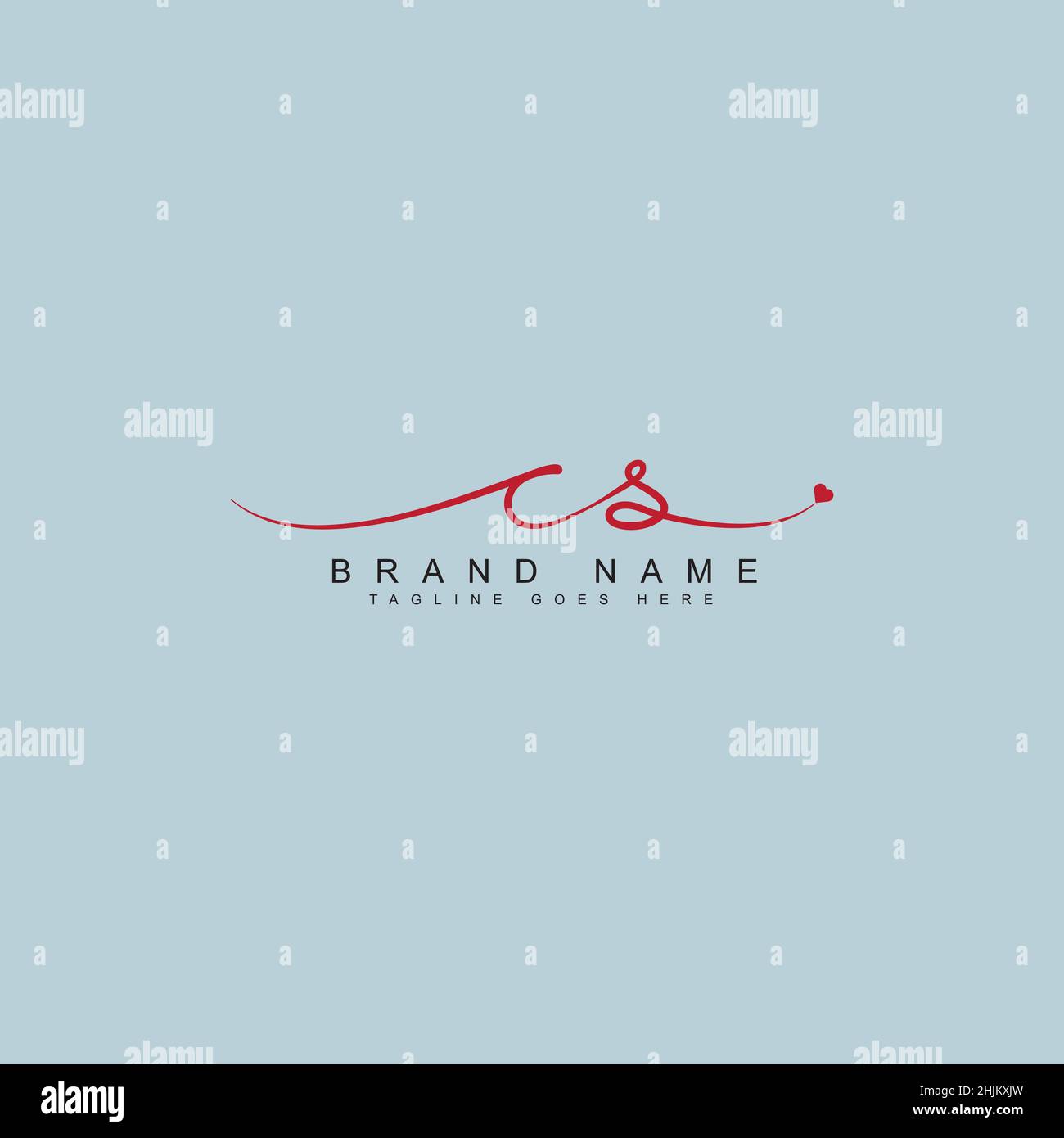 Lettera iniziale Logo CS - Logo della firma scritto a mano - Logo del vettore minimal per iniziali in stile calligrafia Illustrazione Vettoriale