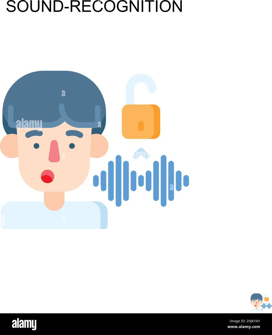 Semplice icona vettoriale per il riconoscimento del suono. Modello di disegno del simbolo di illustrazione per l'elemento dell'interfaccia utente mobile Web. Illustrazione Vettoriale